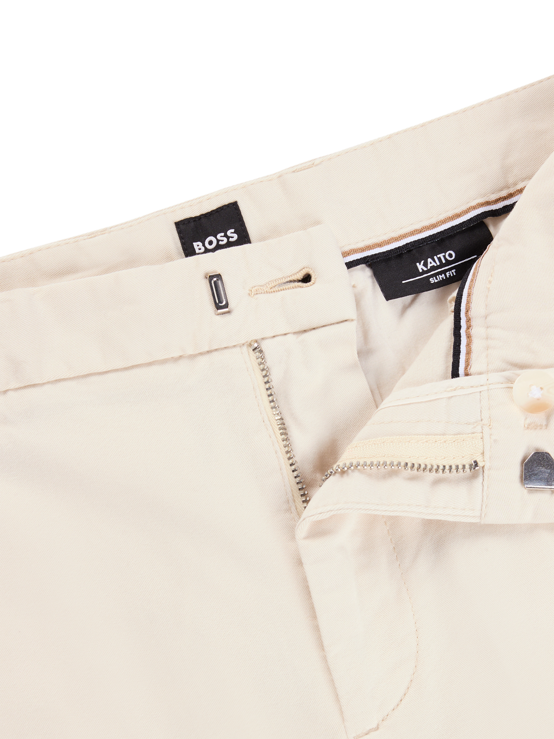 Product image 5 of 6, which shows BOSS Cotton Blend Slim Fit Chinos, Open White, 30R