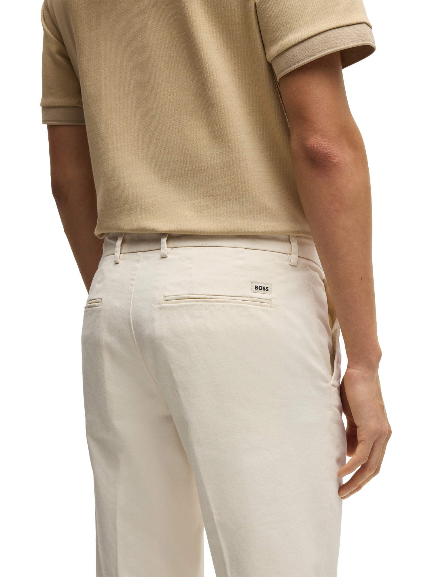 Product image 6 of 6, which shows BOSS Cotton Blend Slim Fit Chinos, Open White, 30R