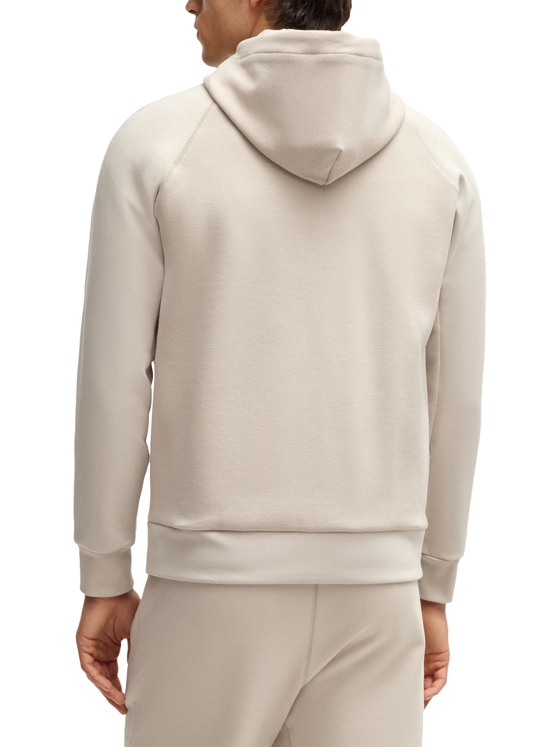 Product image 2 of 5, which shows HUGO BOSS BOSS Jersey Zip Through Hoodie, Beige, M