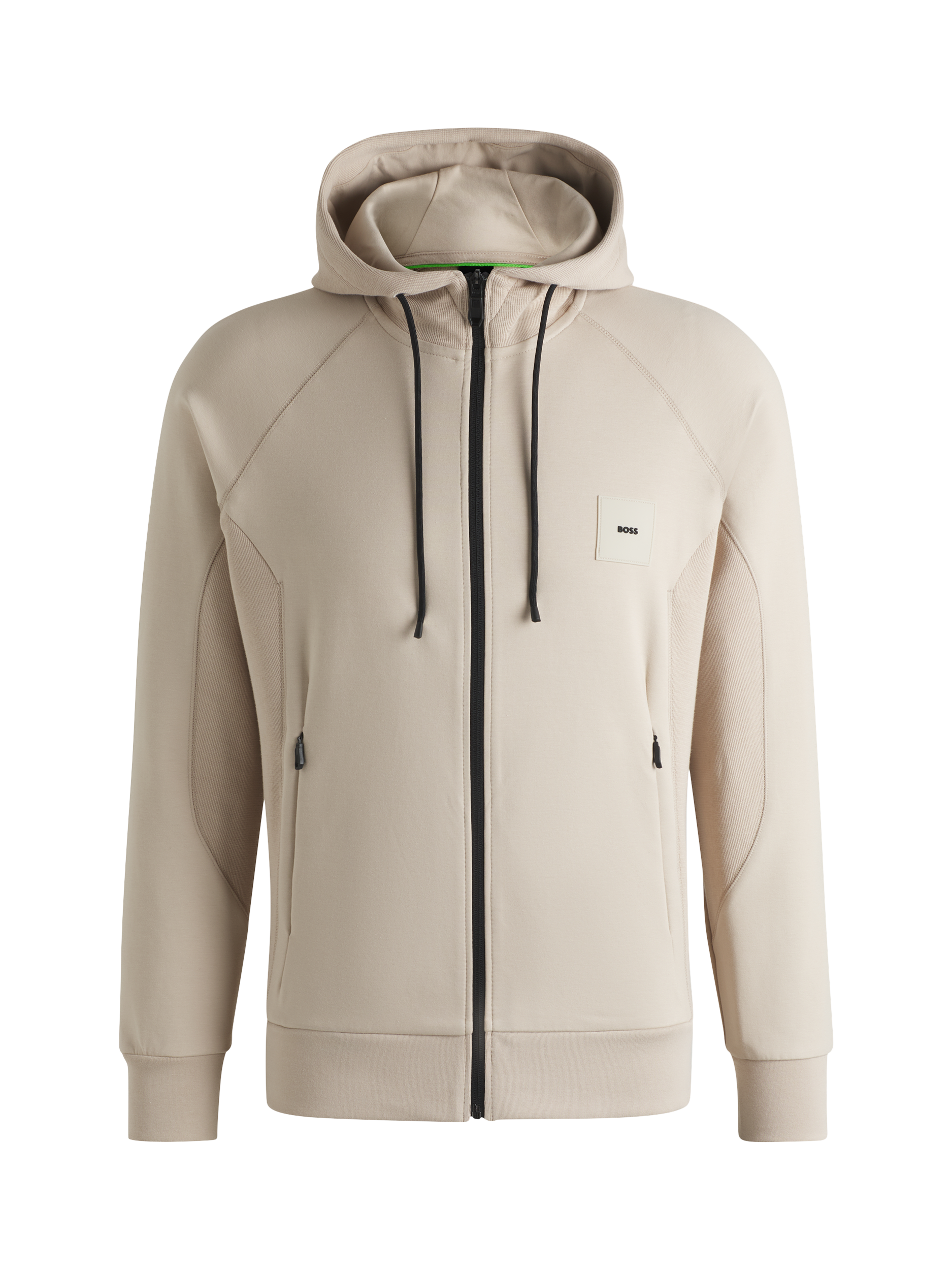 Product image 4 of 5, which shows HUGO BOSS BOSS Jersey Zip Through Hoodie, Beige, M
