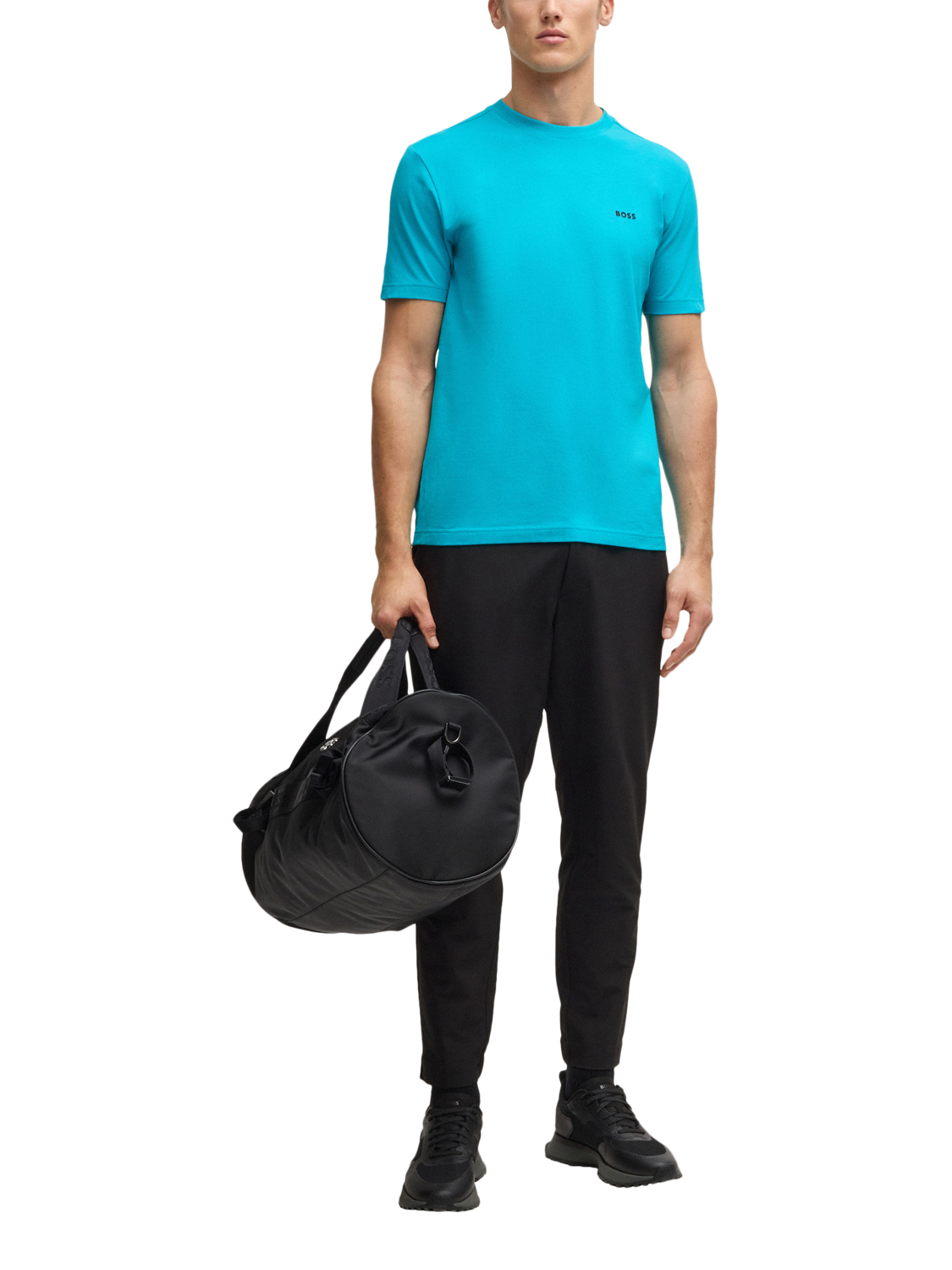 Product image 3 of 5, which shows BOSS Cotton Blend Regular Fit Short Sleeve Logo T-Shirt, Light Blue, L