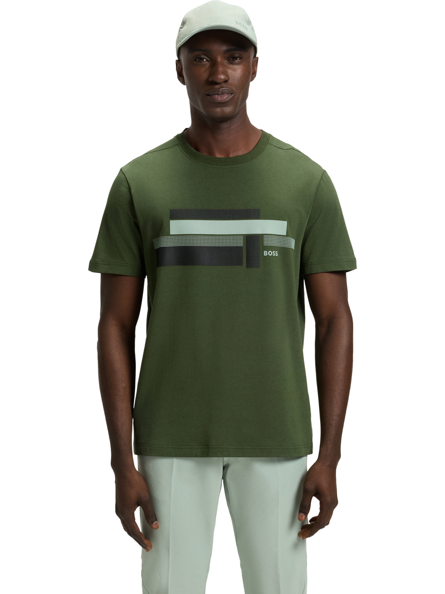 Product image 1 of 5, which shows BOSS Graphic Print Cotton Blend T-Shirt, Green/Multi, L