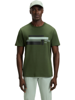BOSS Graphic Print Cotton Blend T-Shirt, Green/Multi