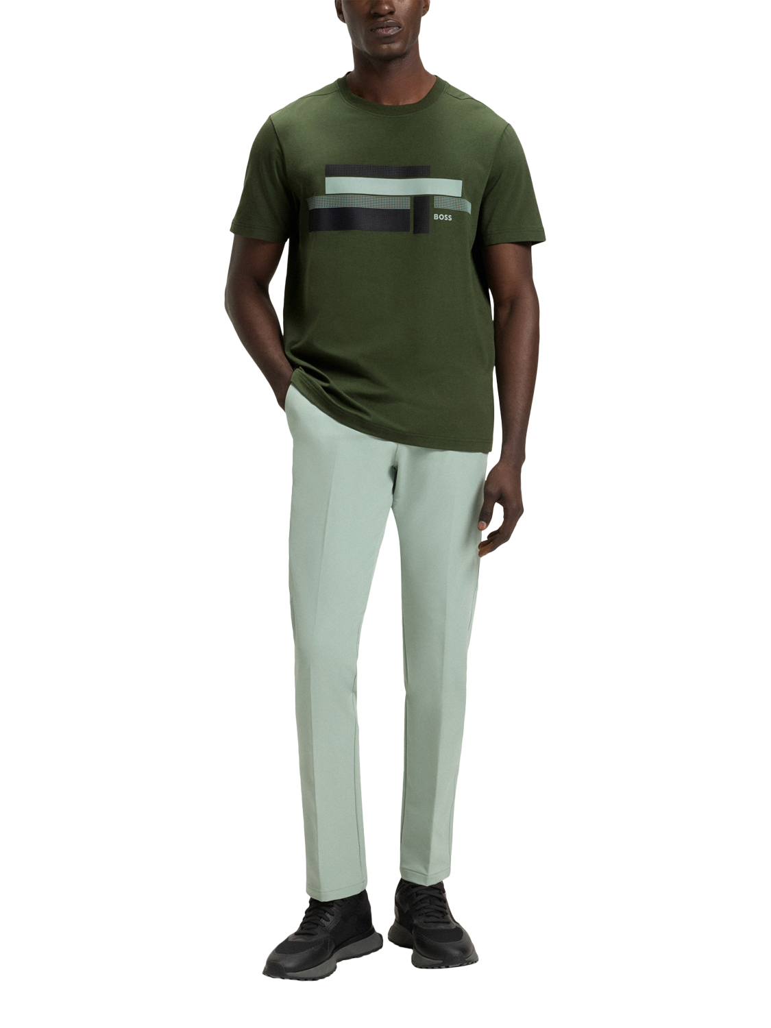 Product image 3 of 5, which shows BOSS Graphic Print Cotton Blend T-Shirt, Green/Multi, L