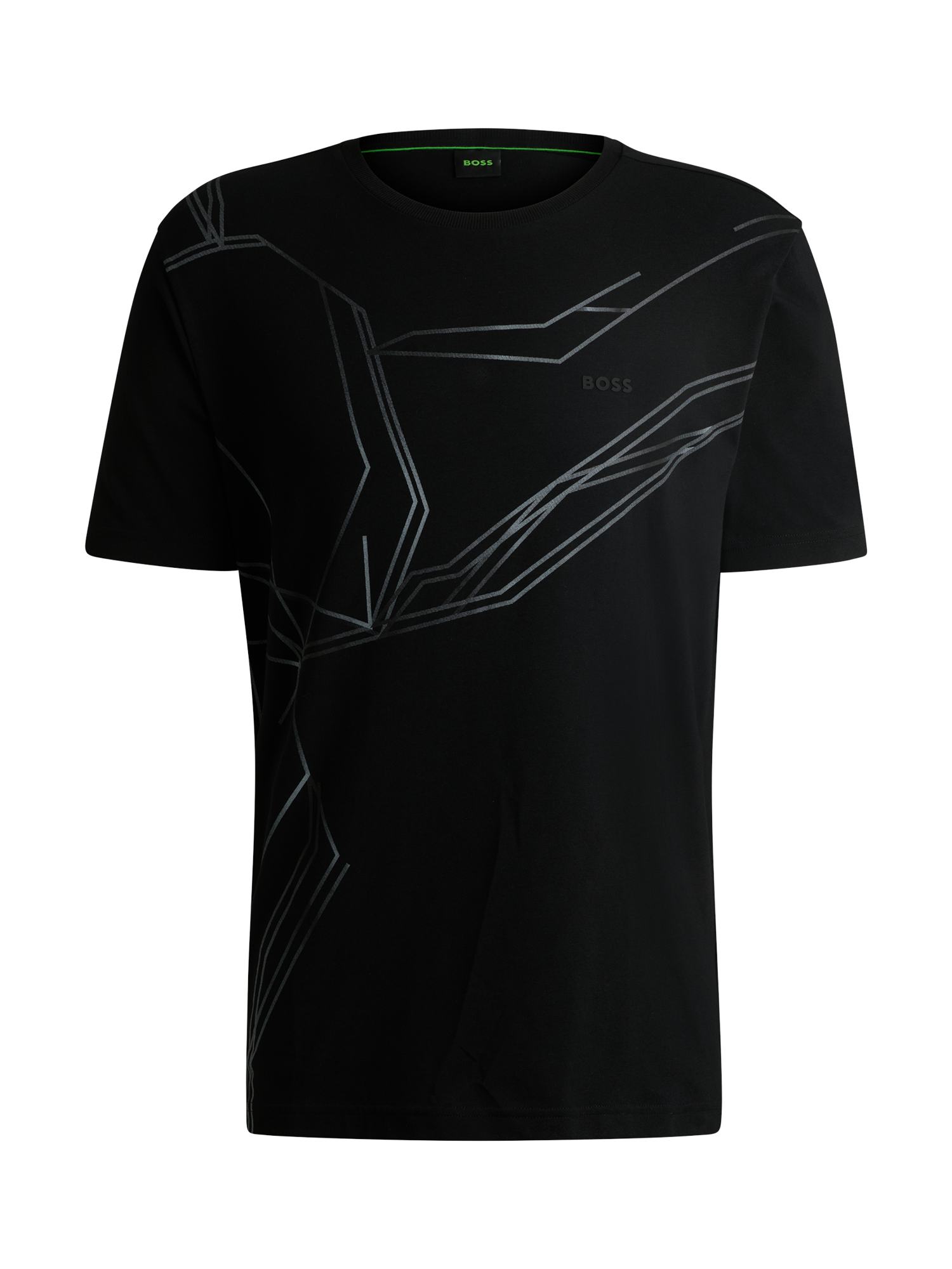 Product image 4 of 5, which shows BOSS Cotton Blend Regular Fit Short Sleeve Abstract T-Shirt, Black, L