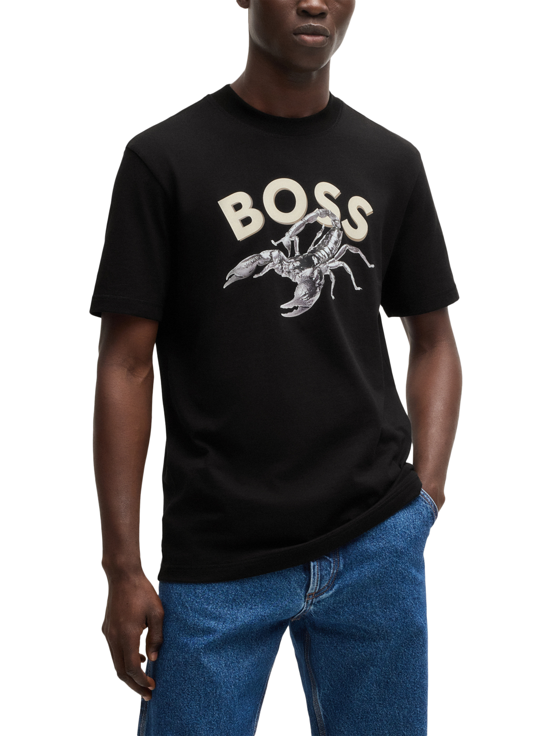 Product image 1 of 5, which shows BOSS Scorpion Logo Cotton Regular Fit Crew Neck T-Shirt, Black, L