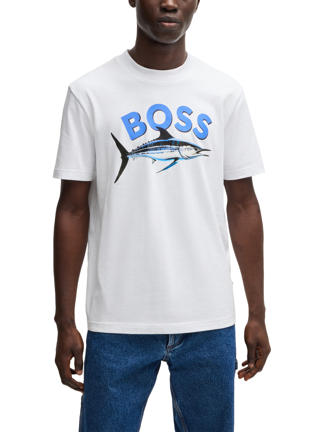 Product image 1 of 5, which shows BOSS Cotton Regular Fit T-Shirt, Natural, L