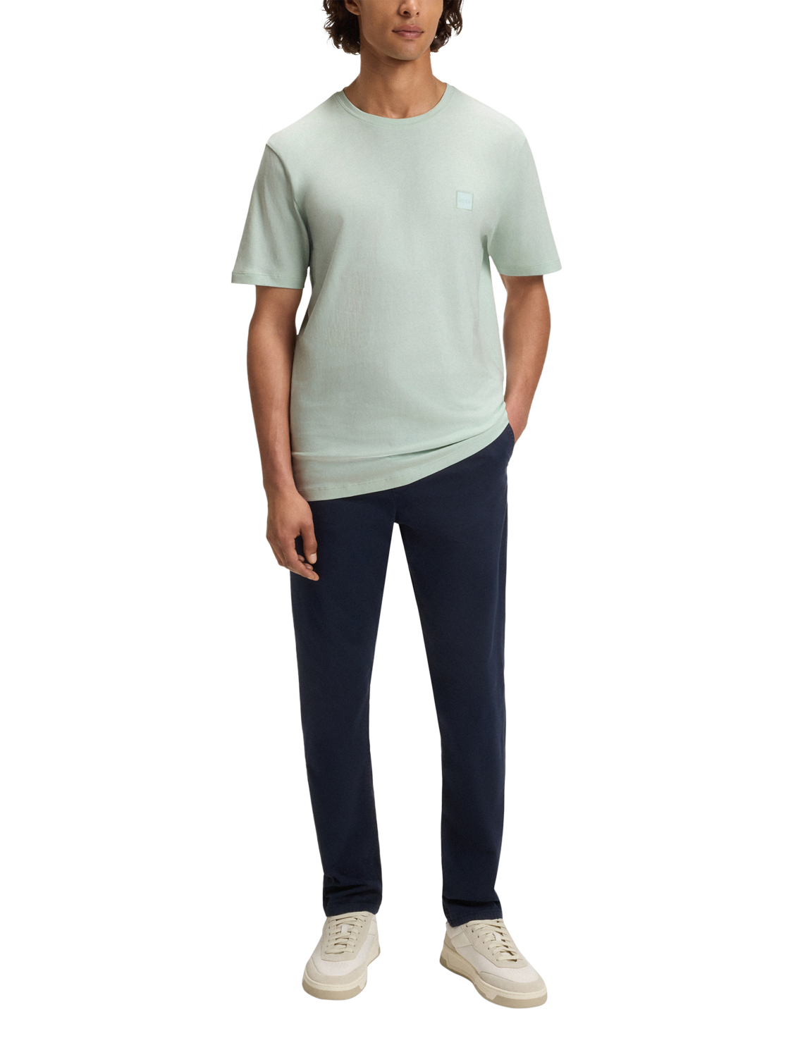 Product image 3 of 5, which shows BOSS Logo Patch Cotton T-Shirt, Blue, M