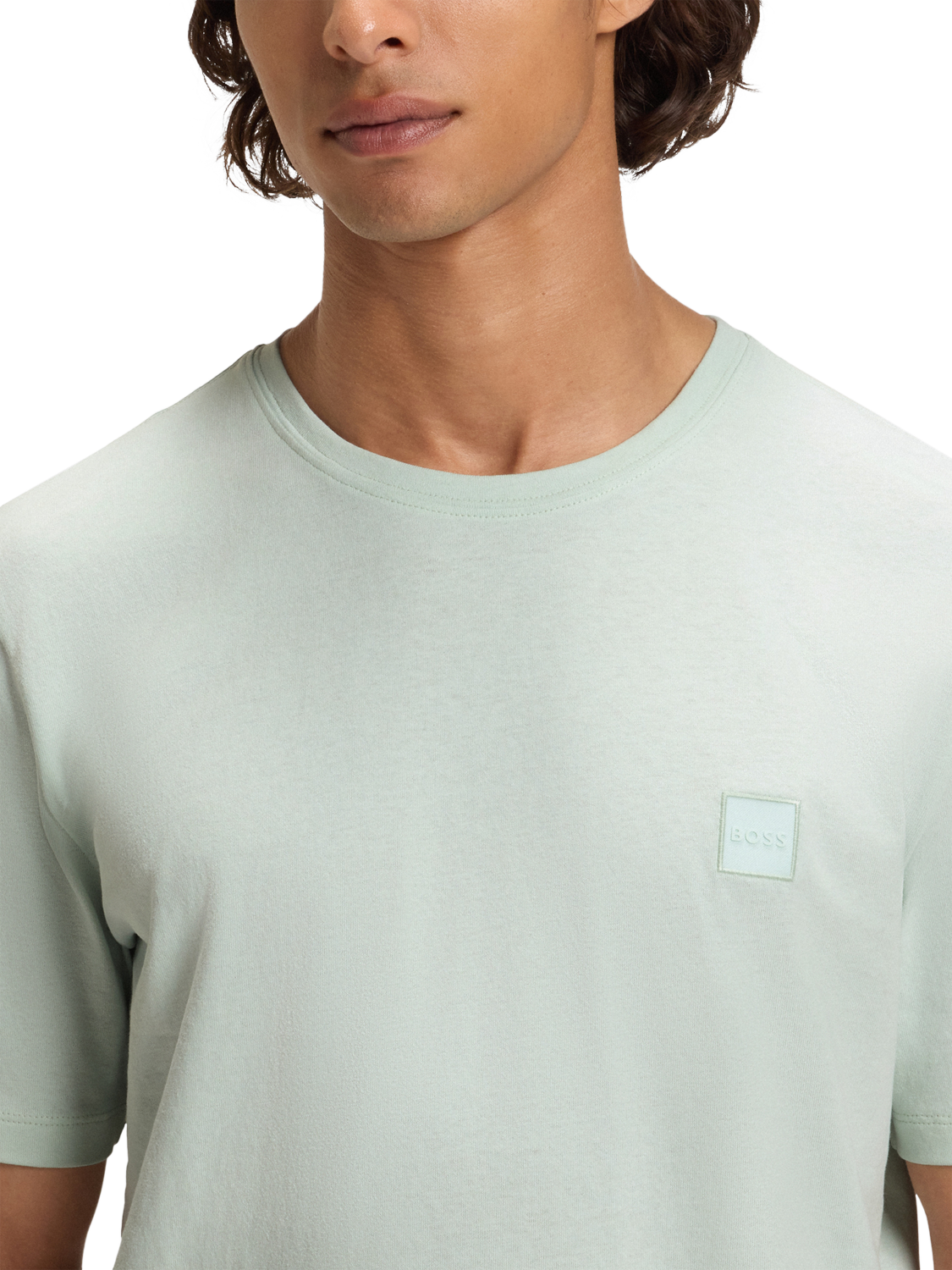 Product image 5 of 5, which shows BOSS Logo Patch Cotton T-Shirt, Blue, M