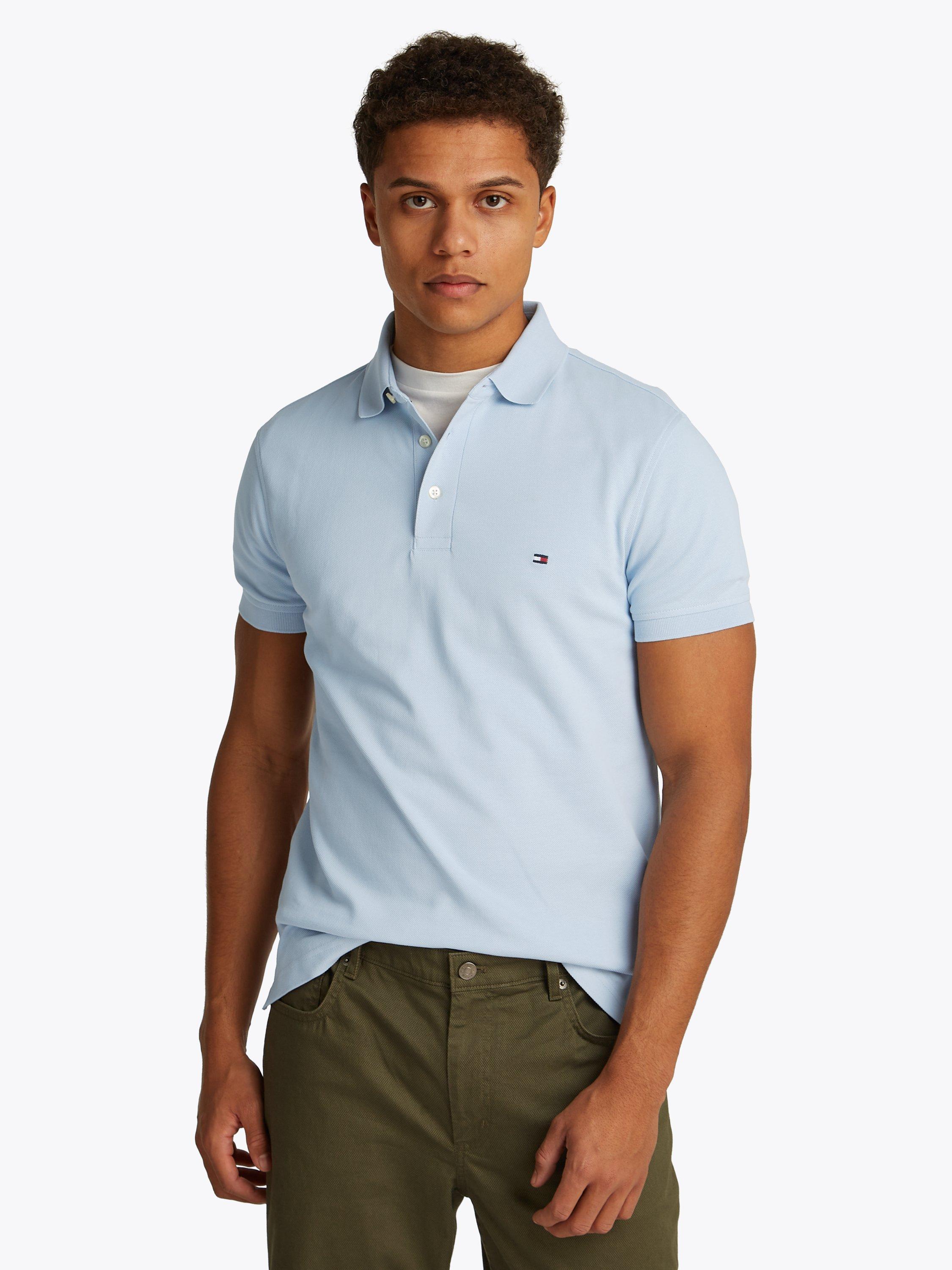Product image 1 of 8, which shows Tommy Hilfiger 1985 Slim Fit Polo Shirt, Breezy Blue, S