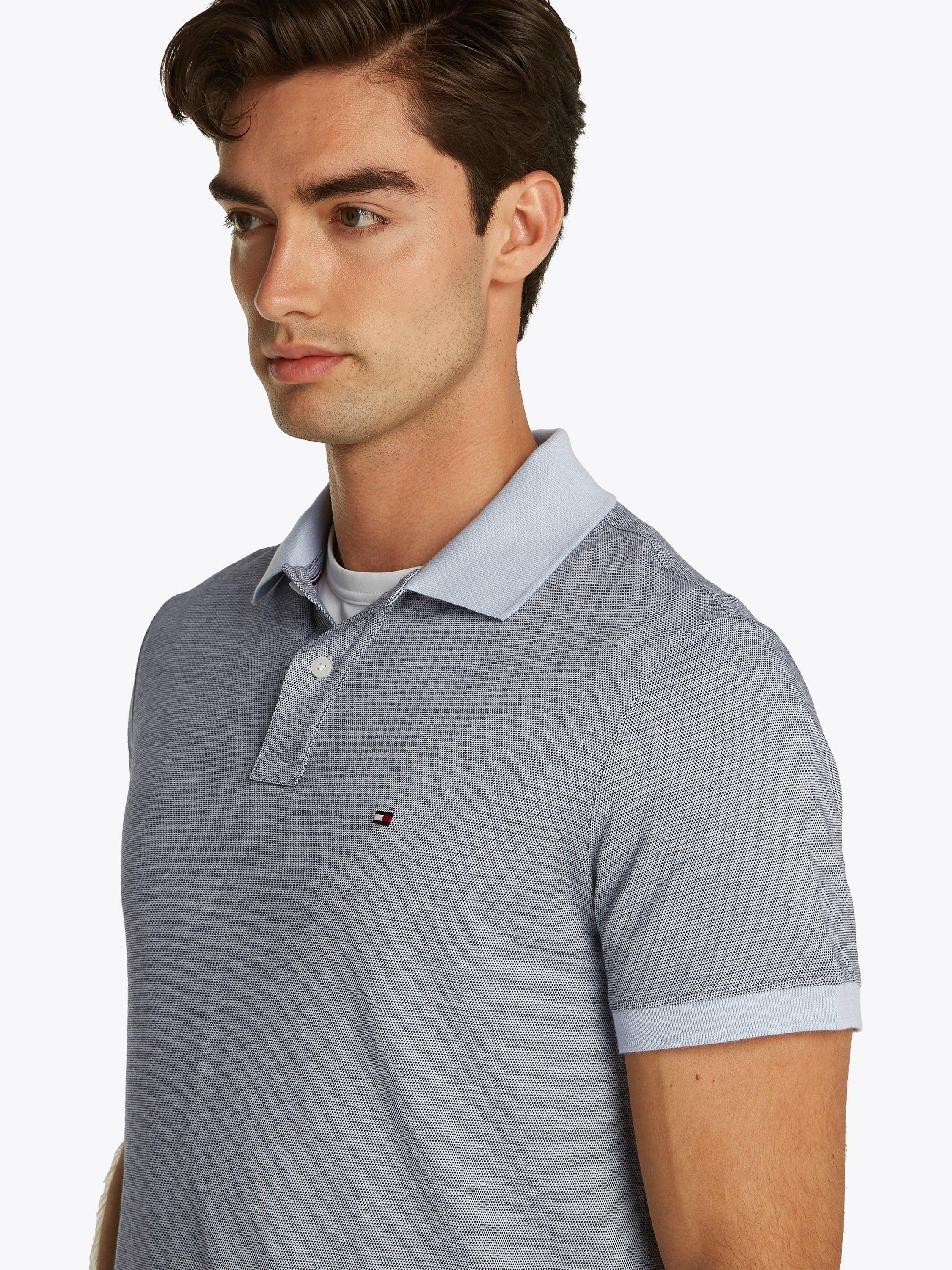 Product image 4 of 6, which shows Tommy Hilfiger Cotton Regular Fit Two Tone Polo Shirt, Breezy Blue/Desert Sky, M