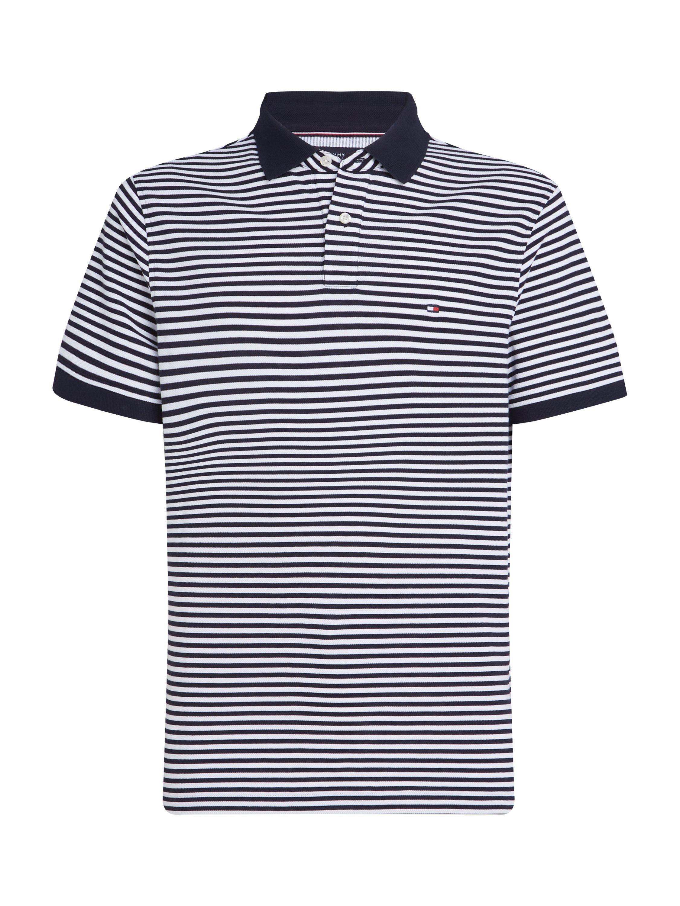 Product image 5 of 6, which shows Tommy Hilfiger Adaptive Cotton Blend Regular Fit Short Sleeve Polo Shirt, Desert Sky/White, S
