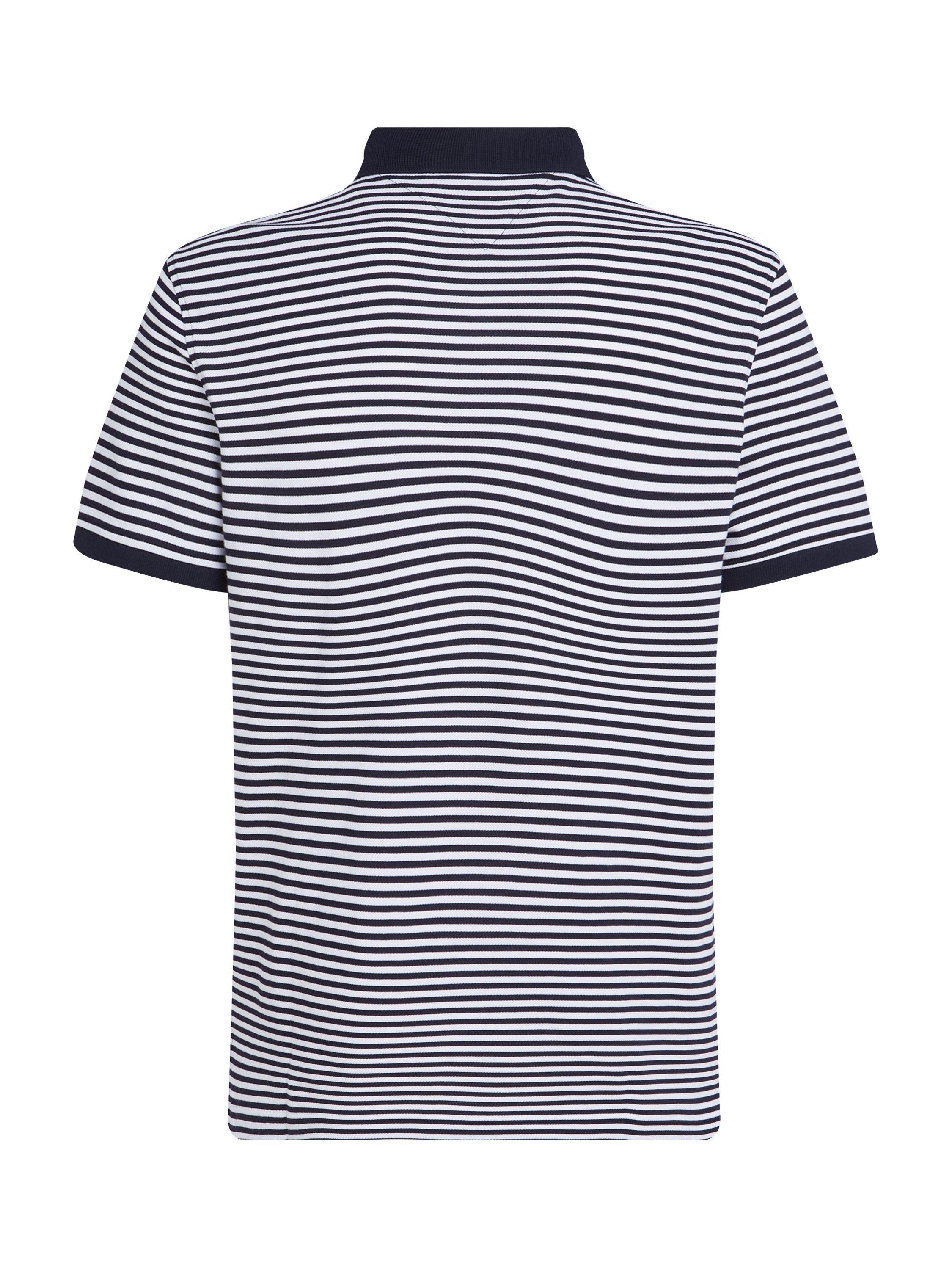 Product image 6 of 6, which shows Tommy Hilfiger Adaptive Cotton Blend Regular Fit Short Sleeve Polo Shirt, Desert Sky/White, S