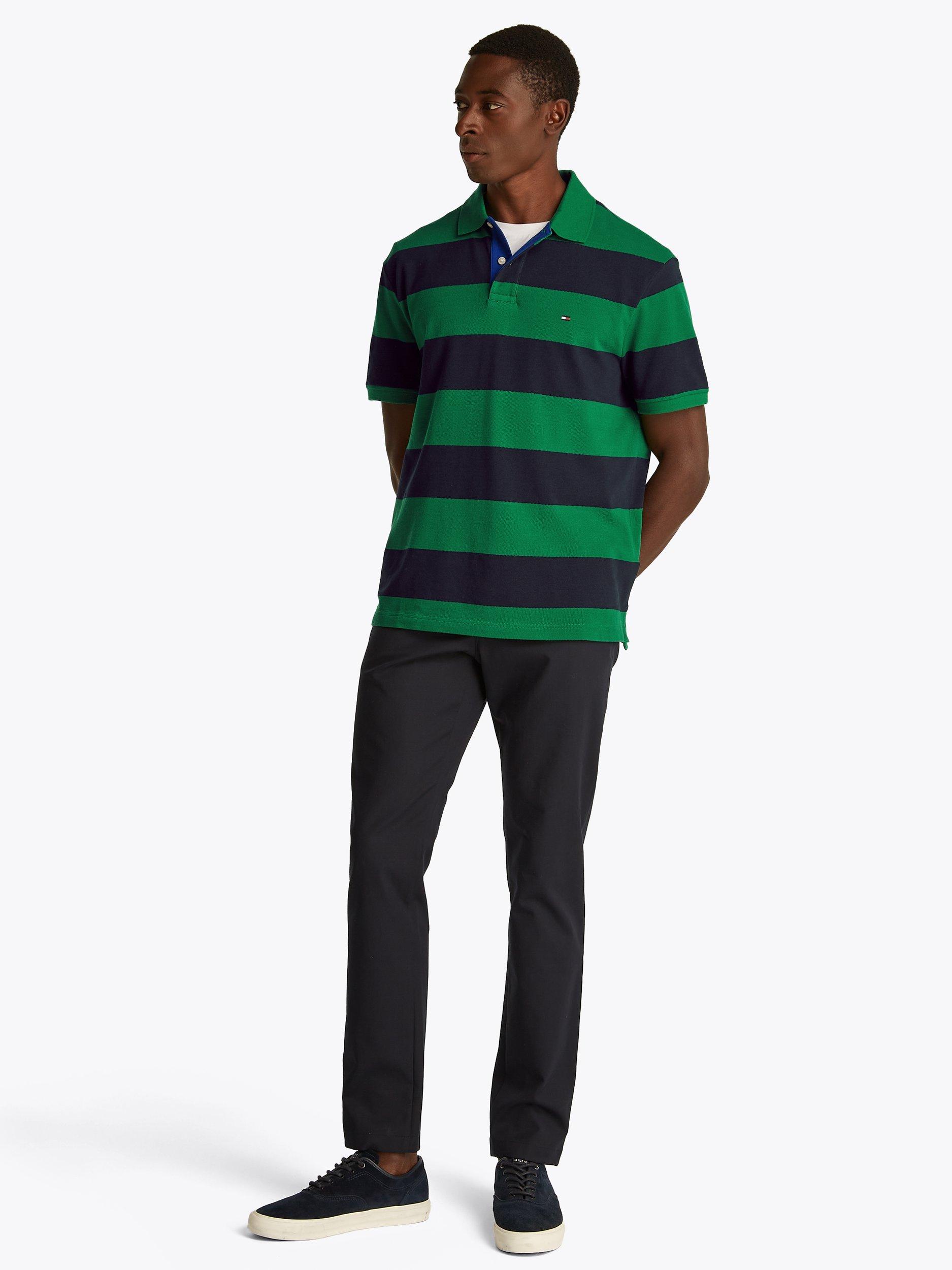 Product image 2 of 7, which shows Tommy Hilfiger Block Stripe Polo Shirt, Green/Desert Sky, S