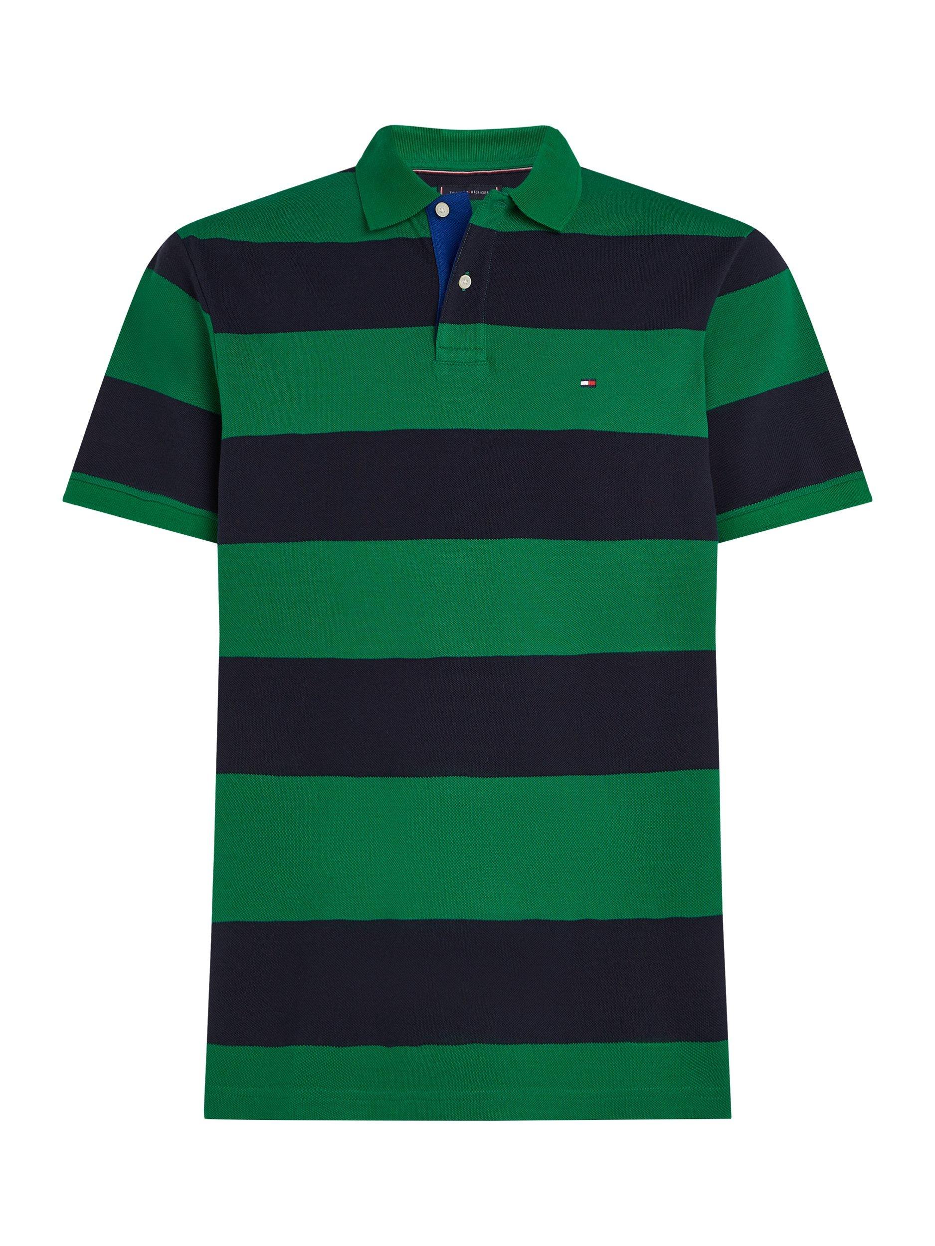 Product image 5 of 7, which shows Tommy Hilfiger Block Stripe Polo Shirt, Green/Desert Sky, S
