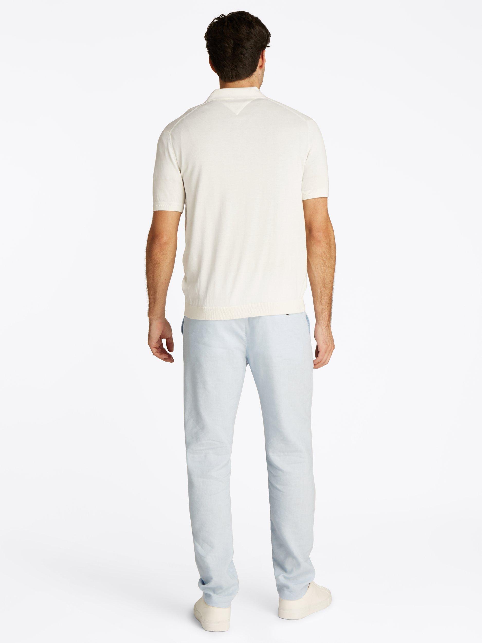 Product image 3 of 6, which shows Tommy Hilfiger Cotton Blend Regular Fit Short Sleeve Polo Shirt, Ivory Petal, L