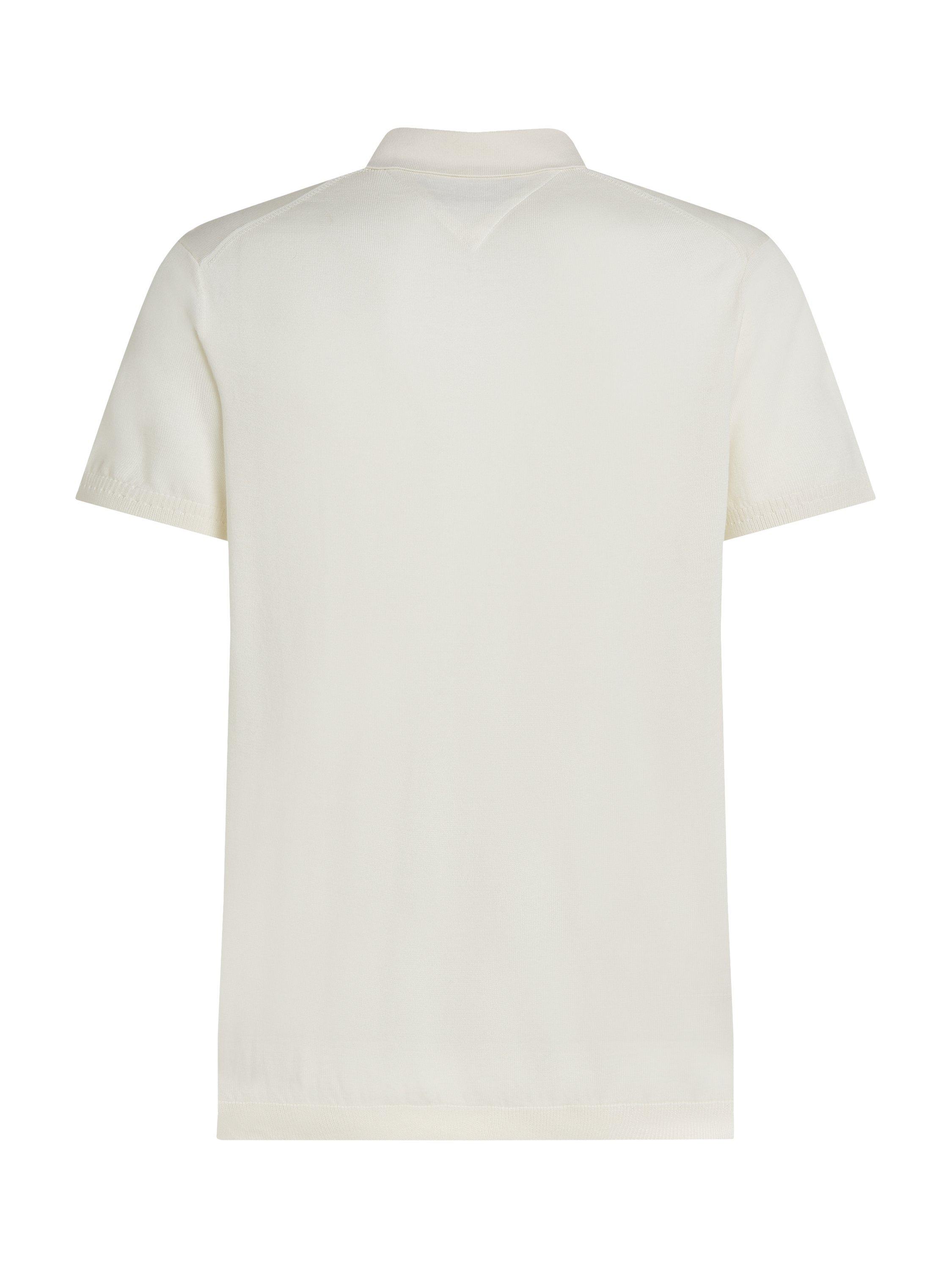 Product image 6 of 6, which shows Tommy Hilfiger Cotton Blend Regular Fit Short Sleeve Polo Shirt, Ivory Petal, L