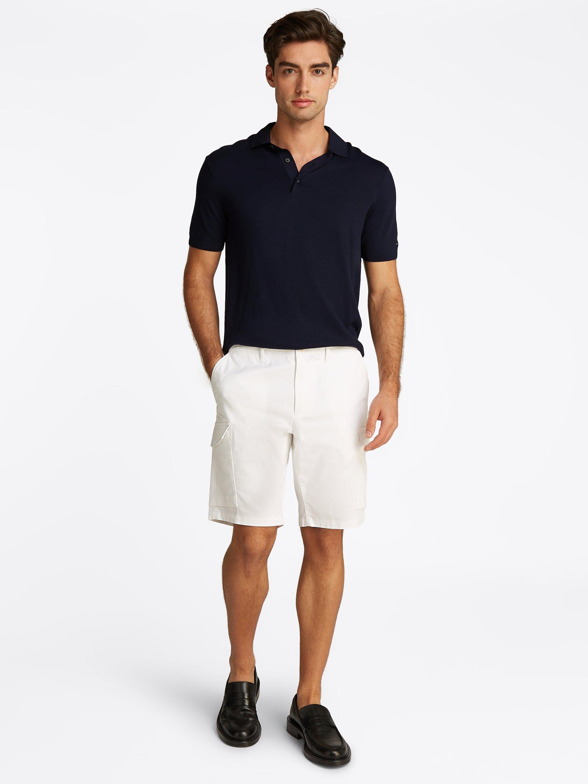 Product image 2 of 6, which shows Tommy Hilfiger Cotton Blend Regular Fit Short Sleeve Polo Shirt, Desert Sky, S