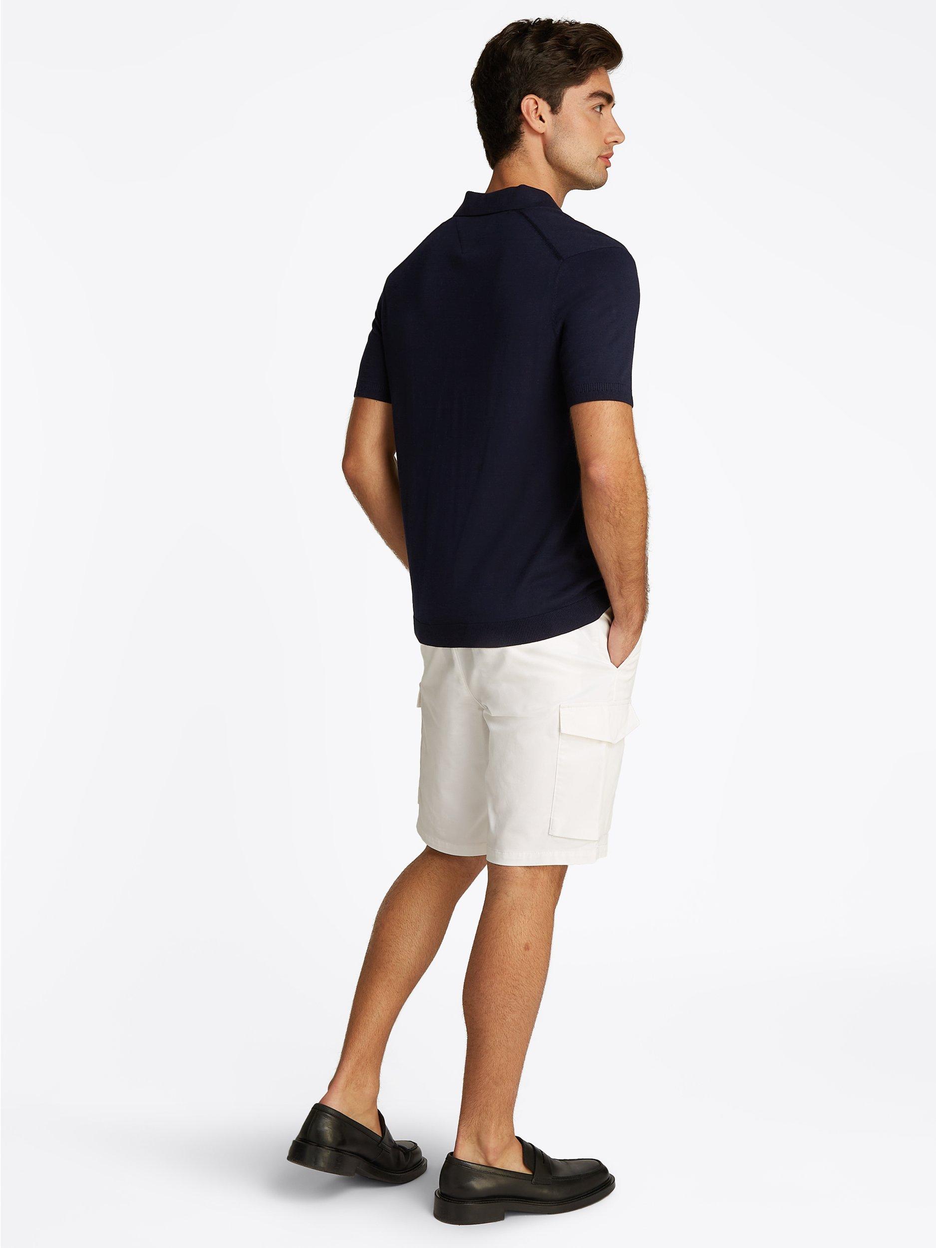 Product image 3 of 6, which shows Tommy Hilfiger Cotton Blend Regular Fit Short Sleeve Polo Shirt, Desert Sky, S