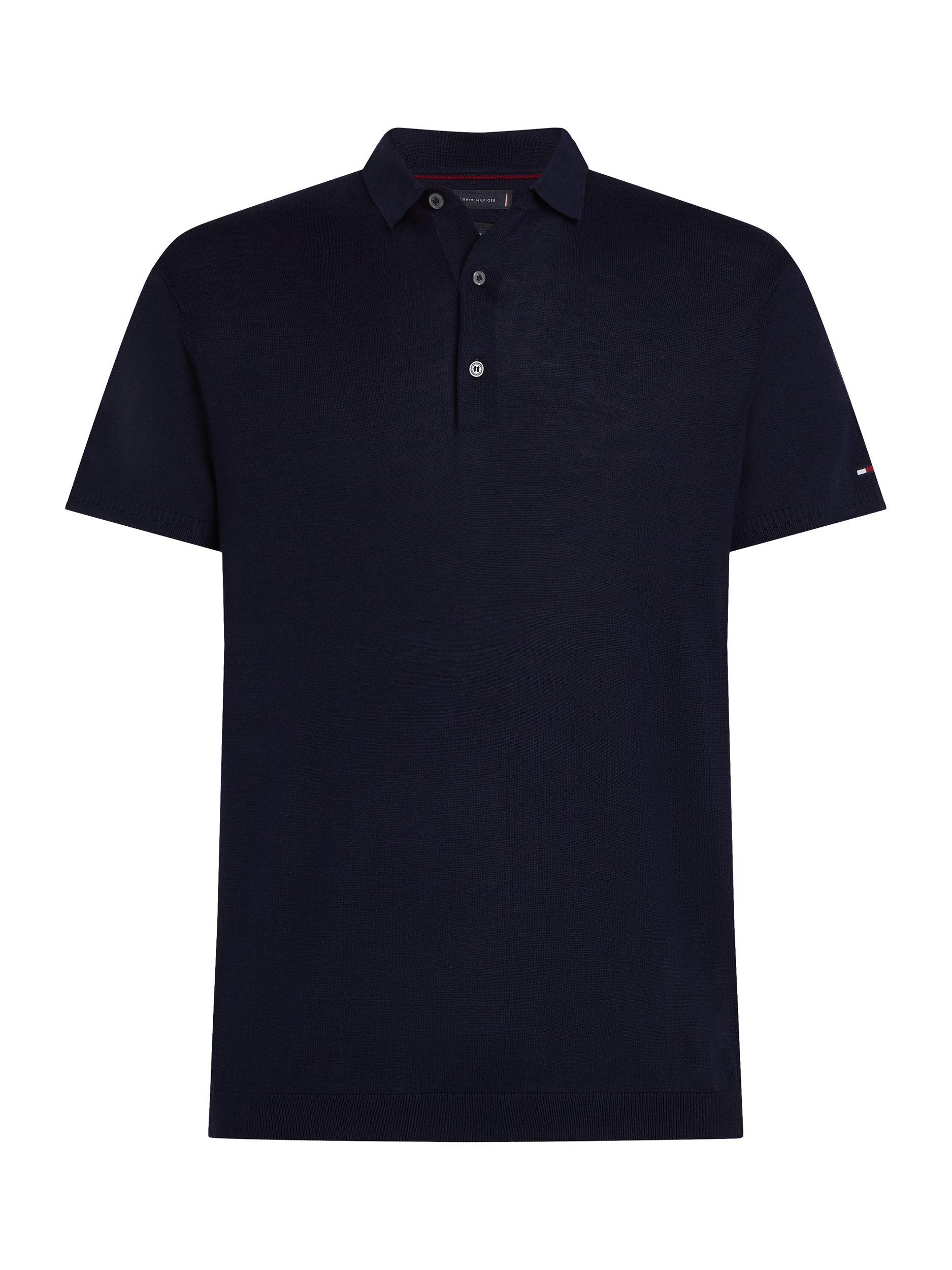 Product image 5 of 6, which shows Tommy Hilfiger Cotton Blend Regular Fit Short Sleeve Polo Shirt, Desert Sky, S