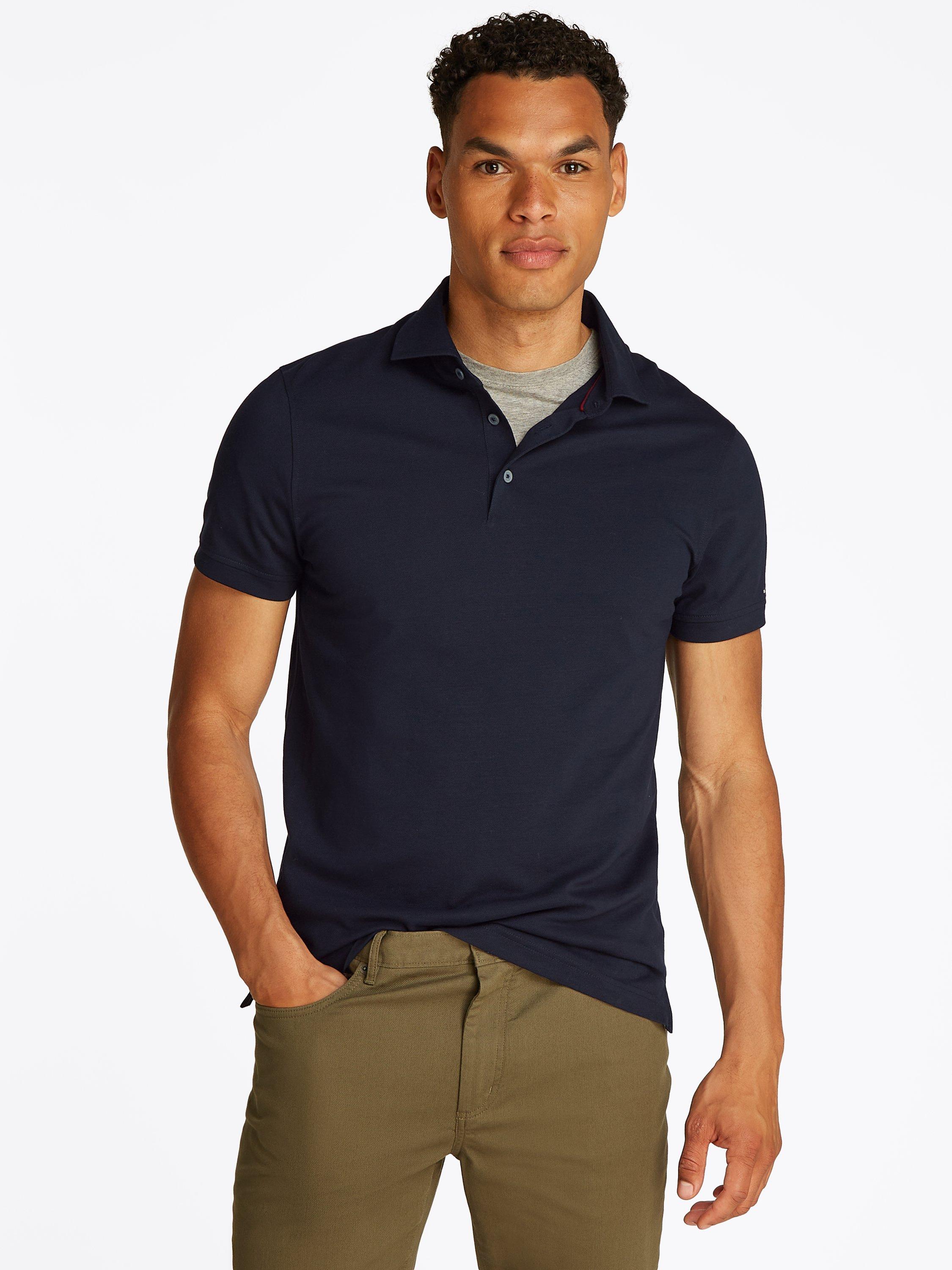 Tommy Hilfiger Cotton Fit Spread Collar Polo Shirt, Navy Blue