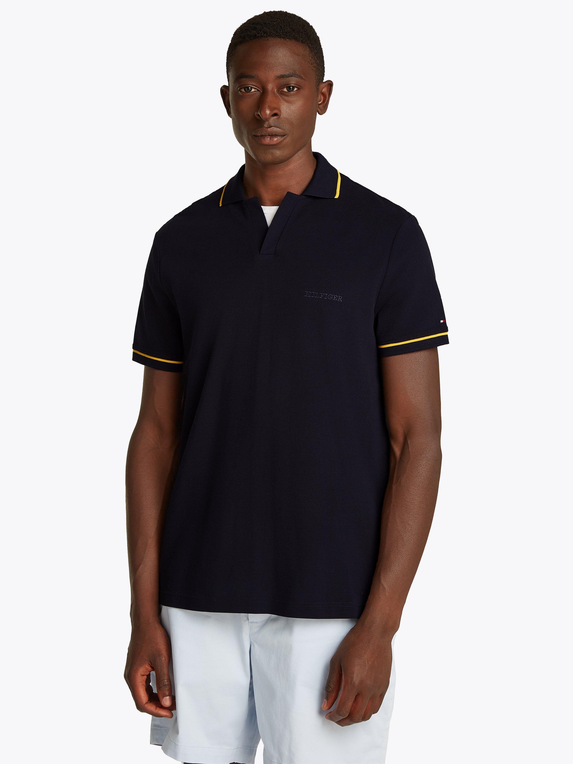 Product image 1 of 6, which shows Tommy Hilfiger Cotton Regular Fit Short Sleeve Polo Shirt, Desert Sky, S