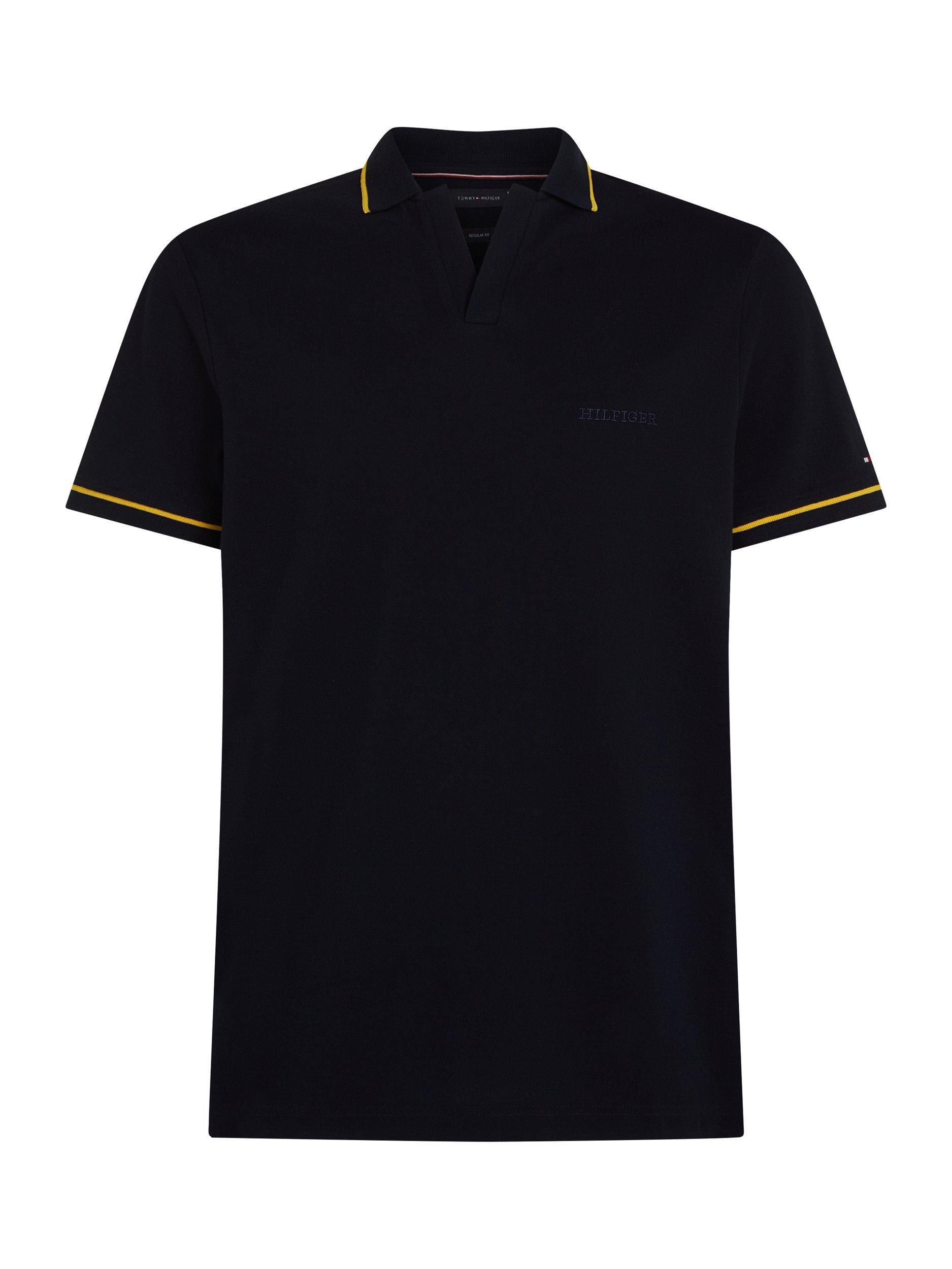 Product image 5 of 6, which shows Tommy Hilfiger Cotton Regular Fit Short Sleeve Polo Shirt, Desert Sky, S