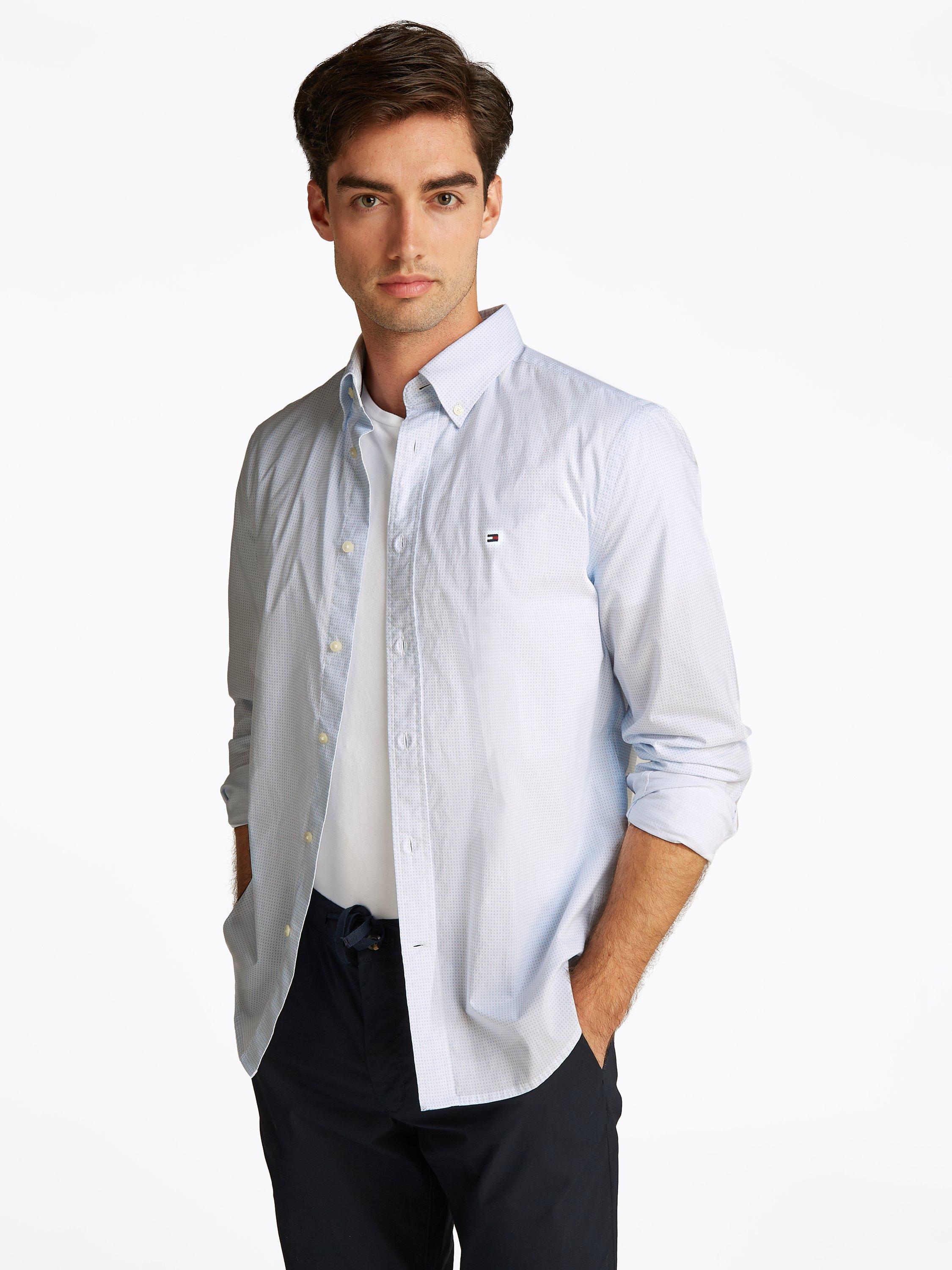 Product image 1 of 6, which shows Tommy Hilfiger Cotton Flex Poplin Regular Fit Shirt, Optic White, S