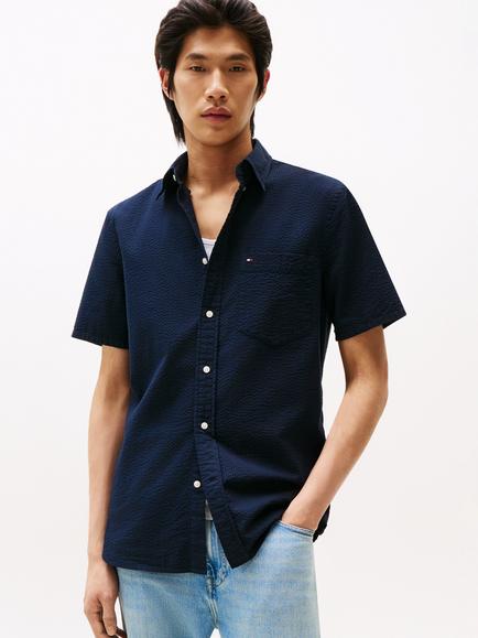 Tommy Hilfiger Cotton Regular Fit Seersucker Shirt, Desert Sky
