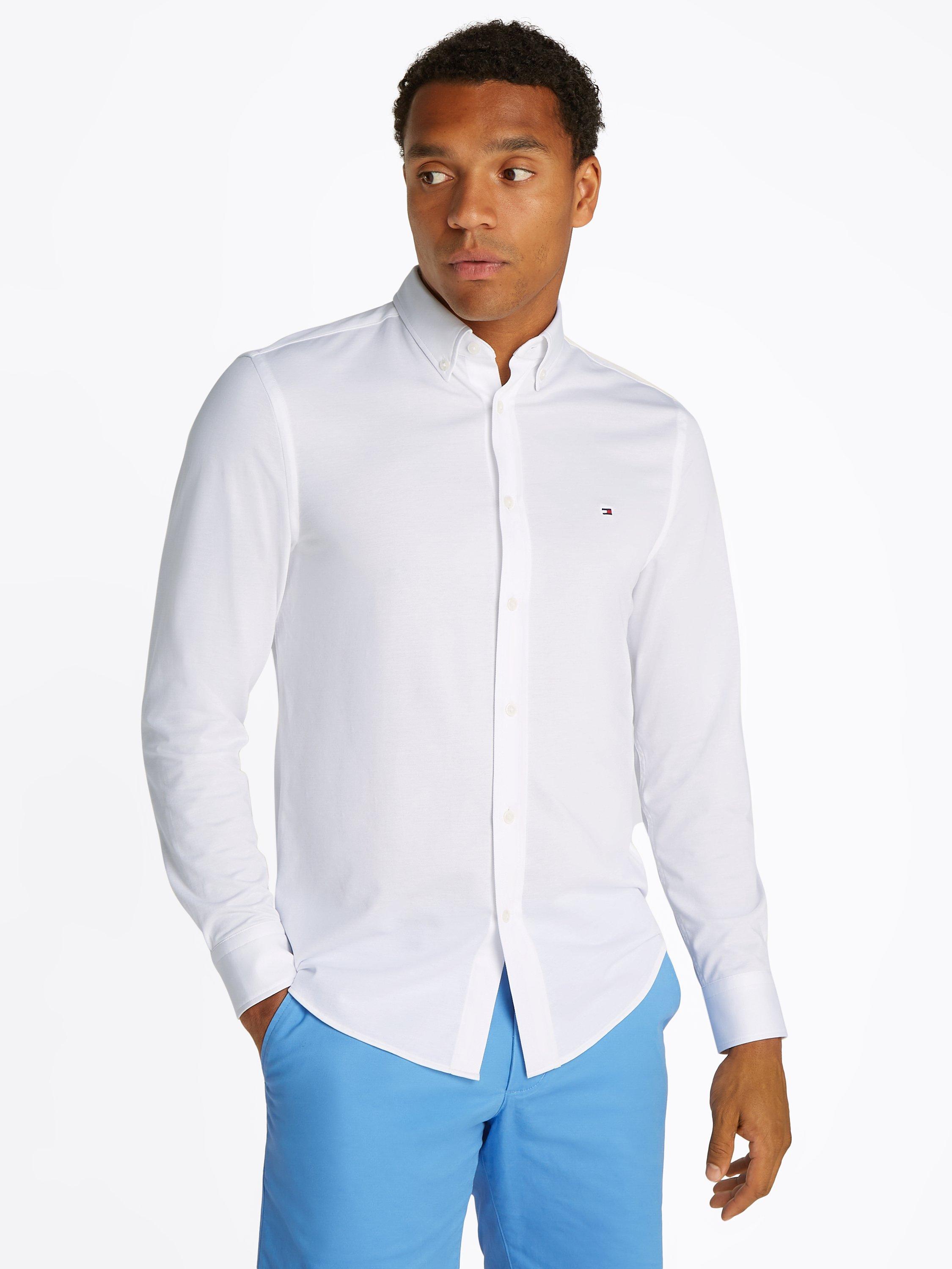 Tommy Hilfiger Cotton Blend Slim Fit Performance Shirt, Optic White