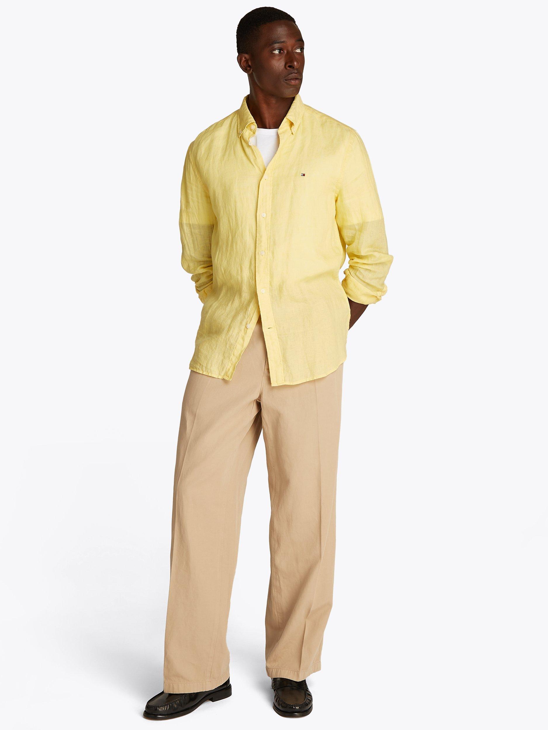Product image 2 of 6, which shows Tommy Hilfiger Linen Regular Fit Long Sleeve Shirt, Citronella, S