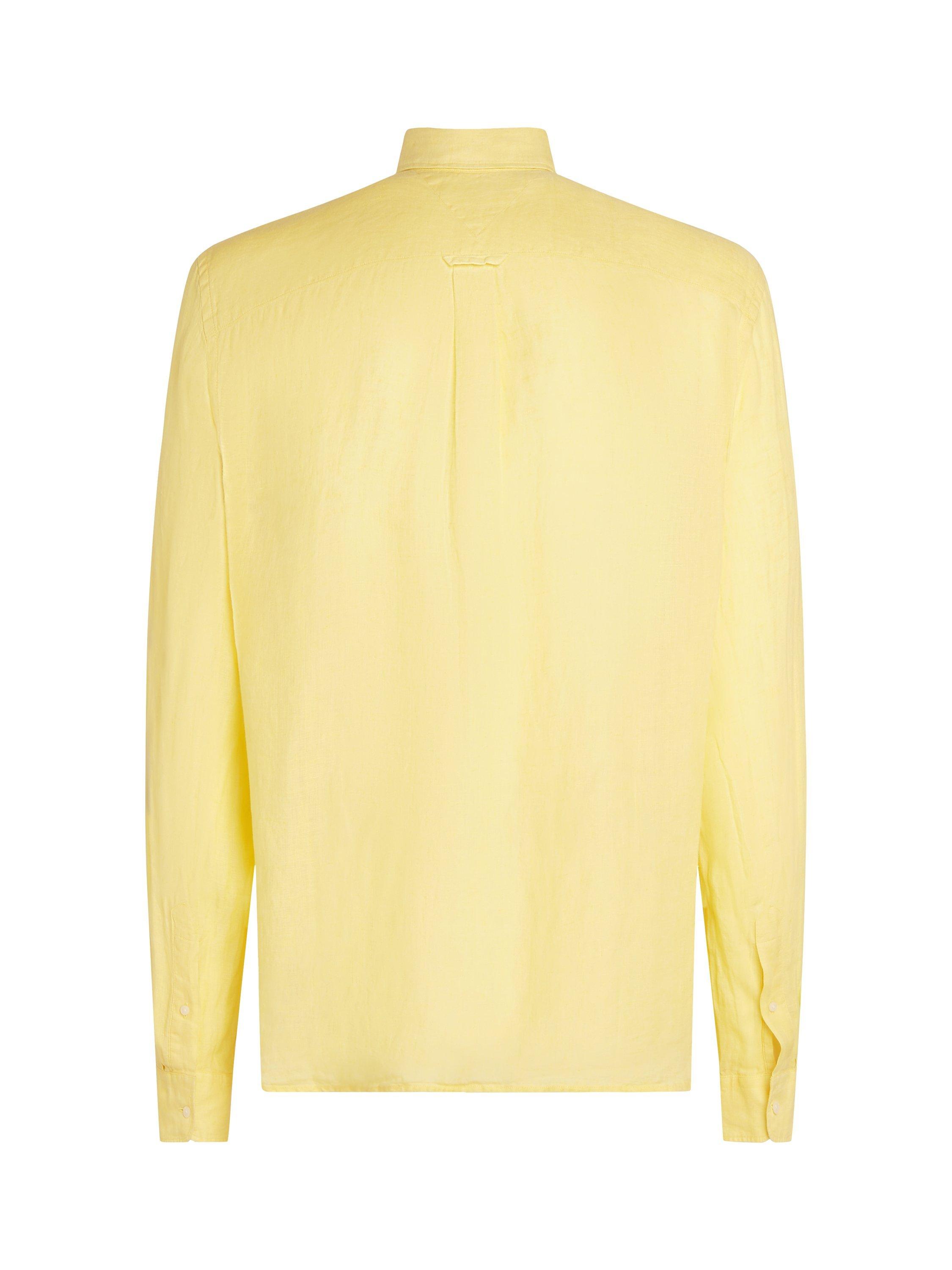 Product image 6 of 6, which shows Tommy Hilfiger Linen Regular Fit Long Sleeve Shirt, Citronella, S