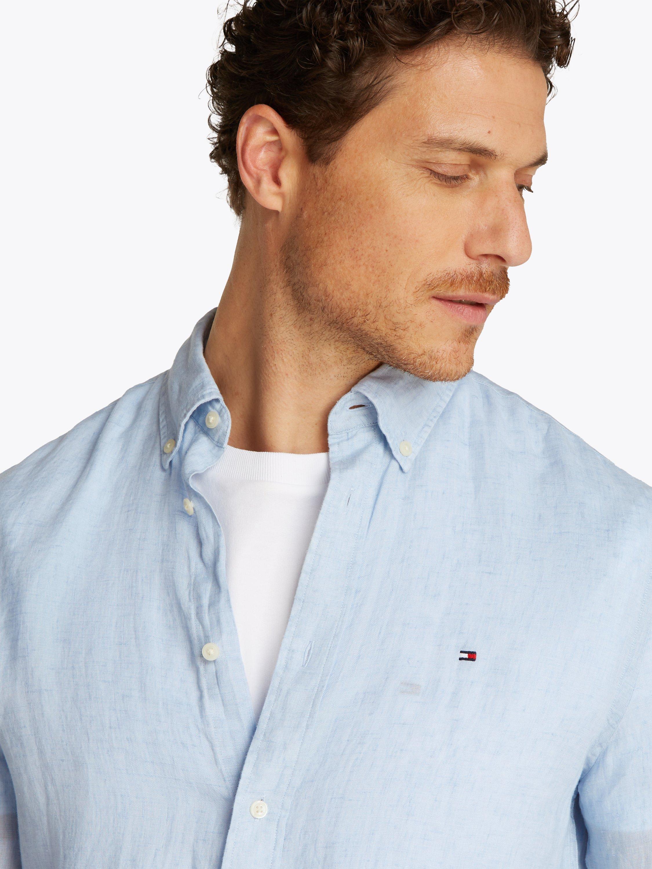 Product image 4 of 6, which shows Tommy Hilfiger Linen Regular Fit Long Sleeve Shirt, Breezy Blue, M