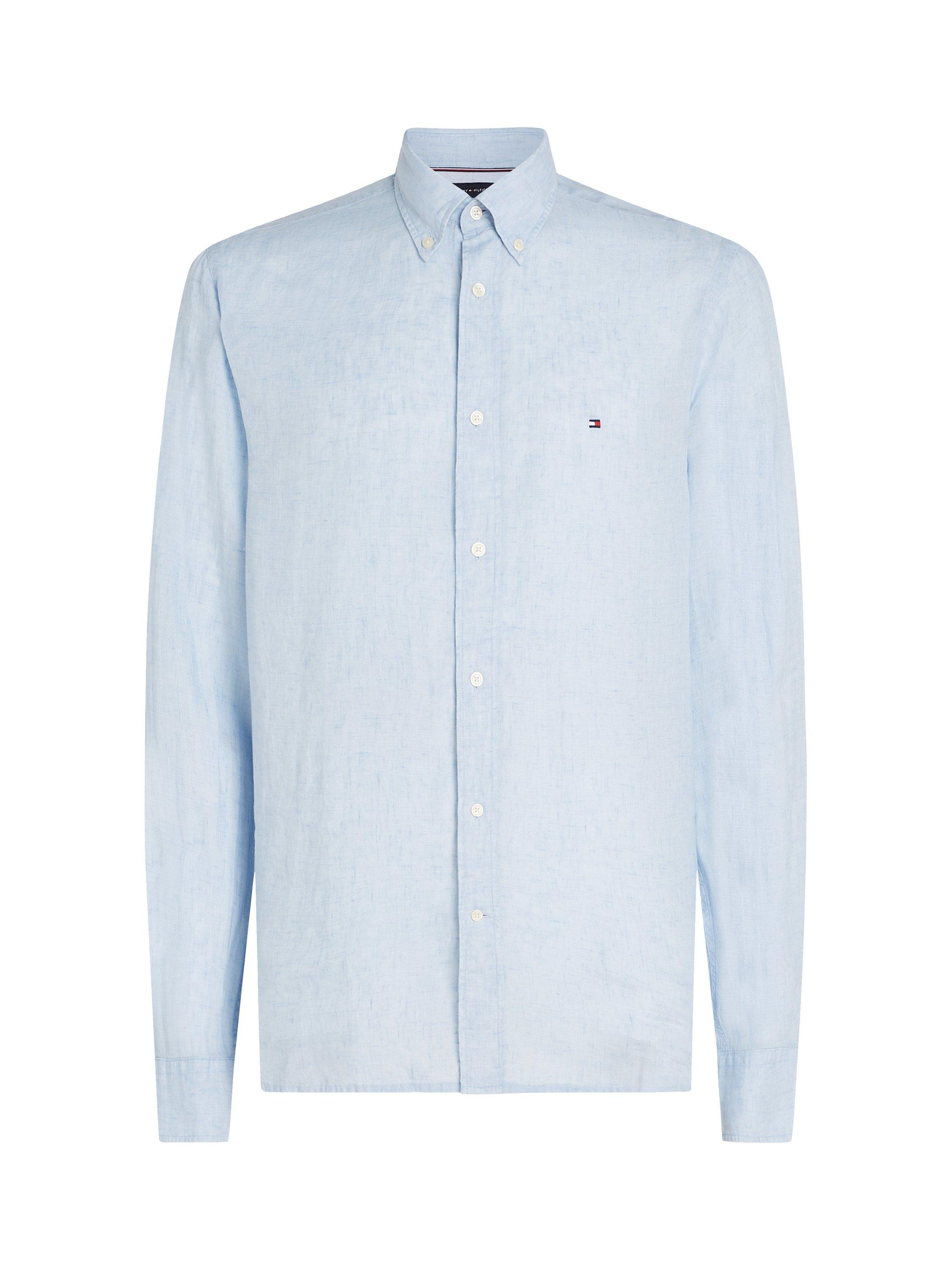 Product image 5 of 6, which shows Tommy Hilfiger Linen Regular Fit Long Sleeve Shirt, Breezy Blue, M