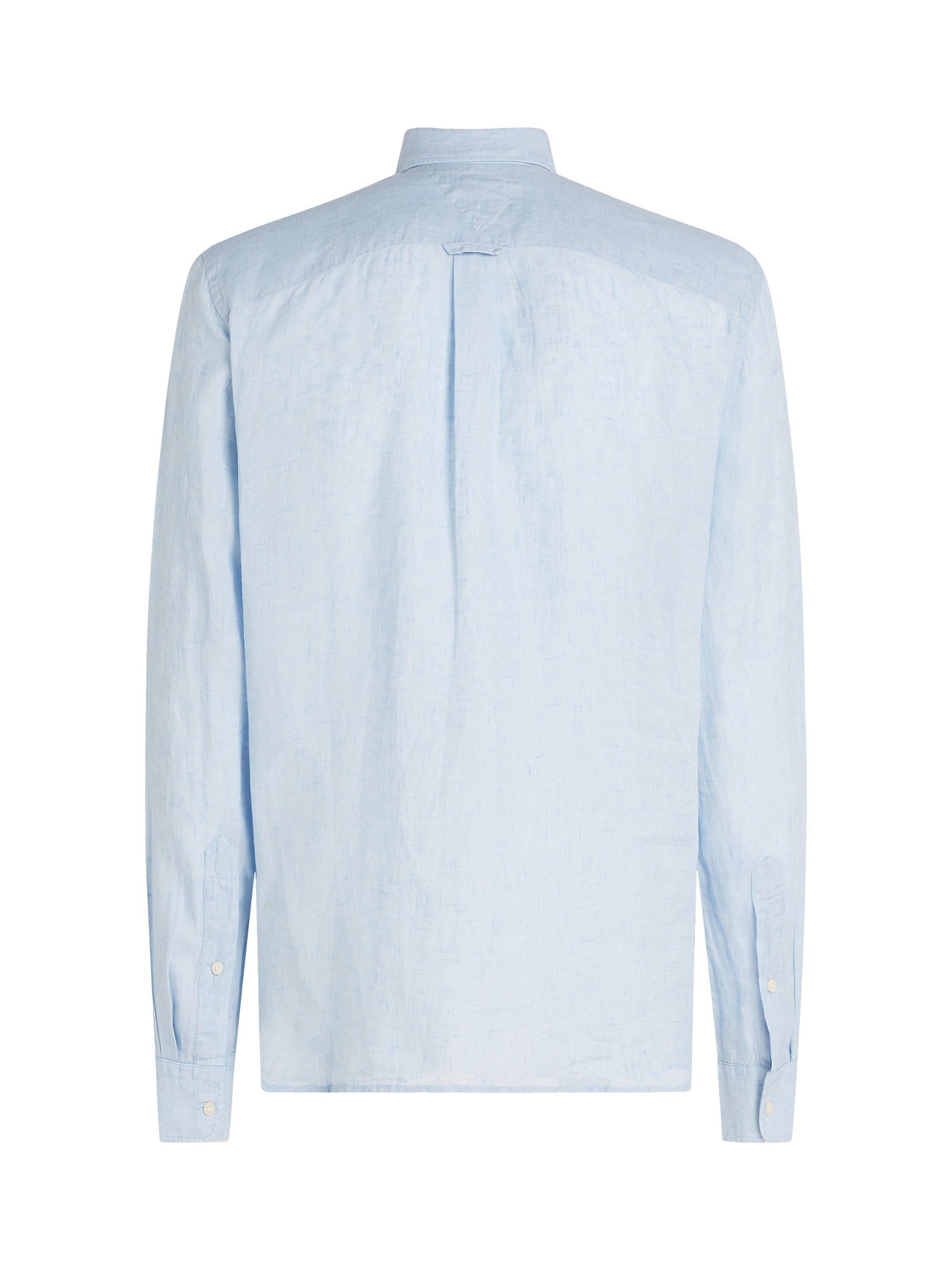 Product image 6 of 6, which shows Tommy Hilfiger Linen Regular Fit Long Sleeve Shirt, Breezy Blue, M