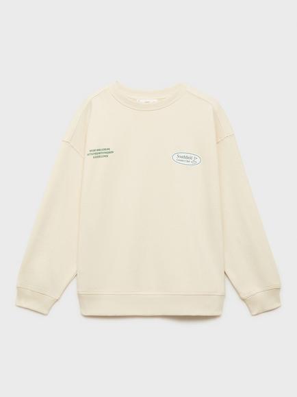 Mango Kids' Golf Cotton Sweatshirt, Light Beige, Light Beige