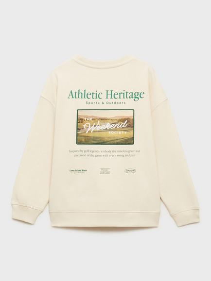 Mango Kids' Golf Cotton Sweatshirt, Light Beige - view 2, Light Beige