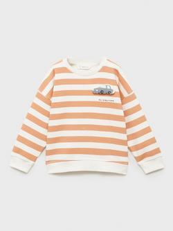 Mango Kids' Stripe Sweatshirt, Dark Brown, Dark Brown