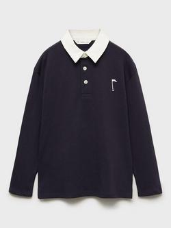 Mango Kids' Join Golf Polo Shirt, Navy, Navy