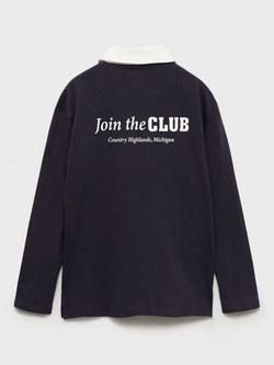 Mango Kids' Join Golf Polo Shirt, Navy - view 2, Navy