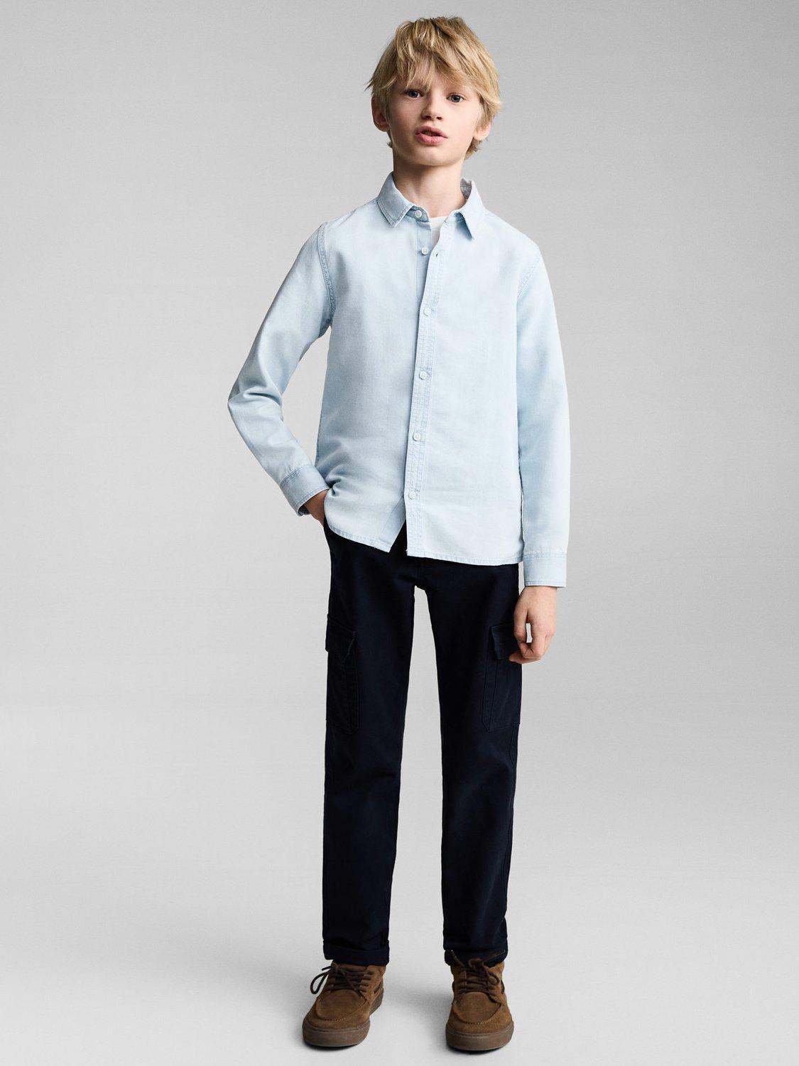 Product image 2 of 7, which shows Mango Kids' Joan Cotton Denim Shirt, Open Blue, 6 years