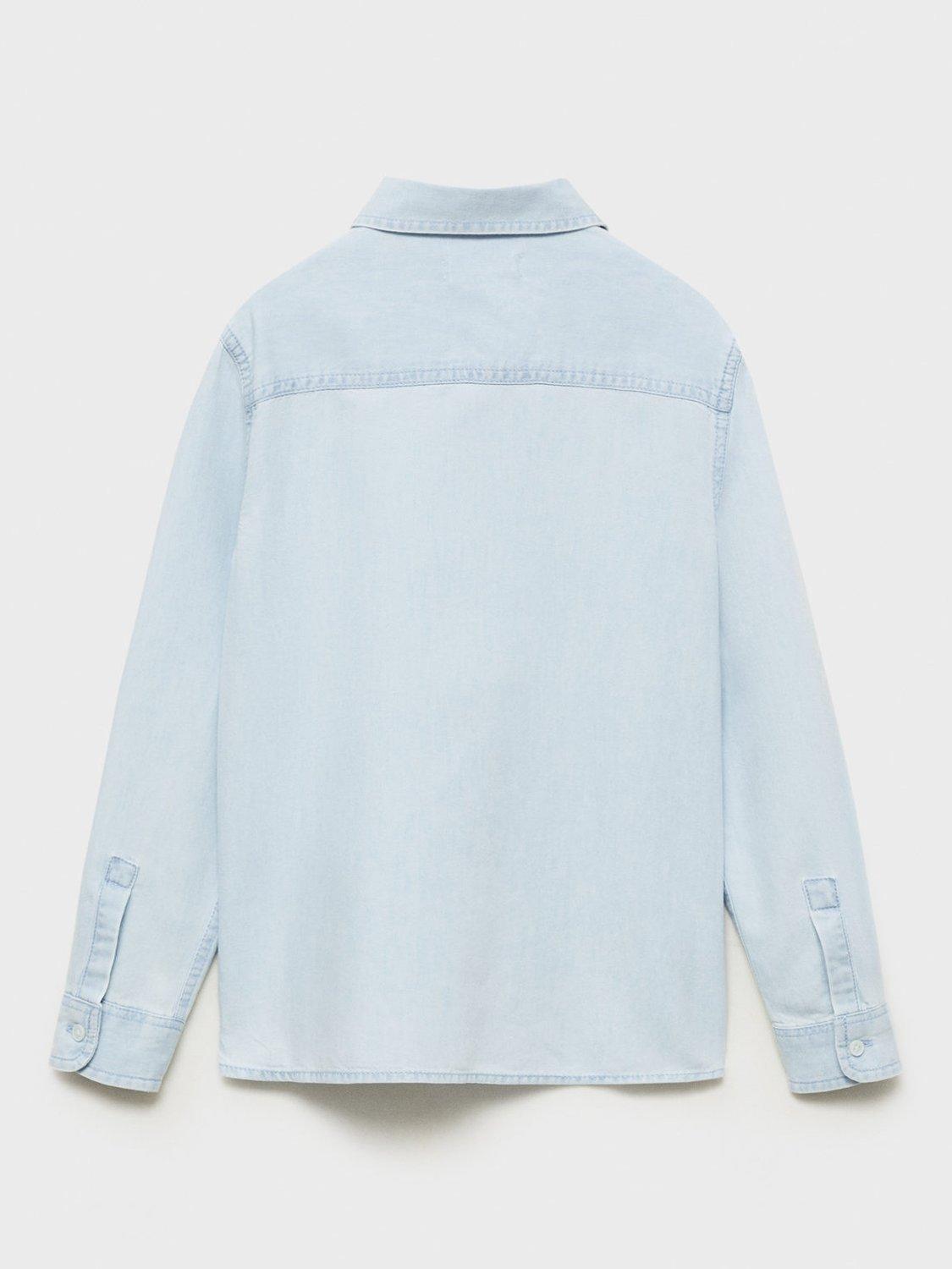 Product image 4 of 7, which shows Mango Kids' Joan Cotton Denim Shirt, Open Blue, 6 years