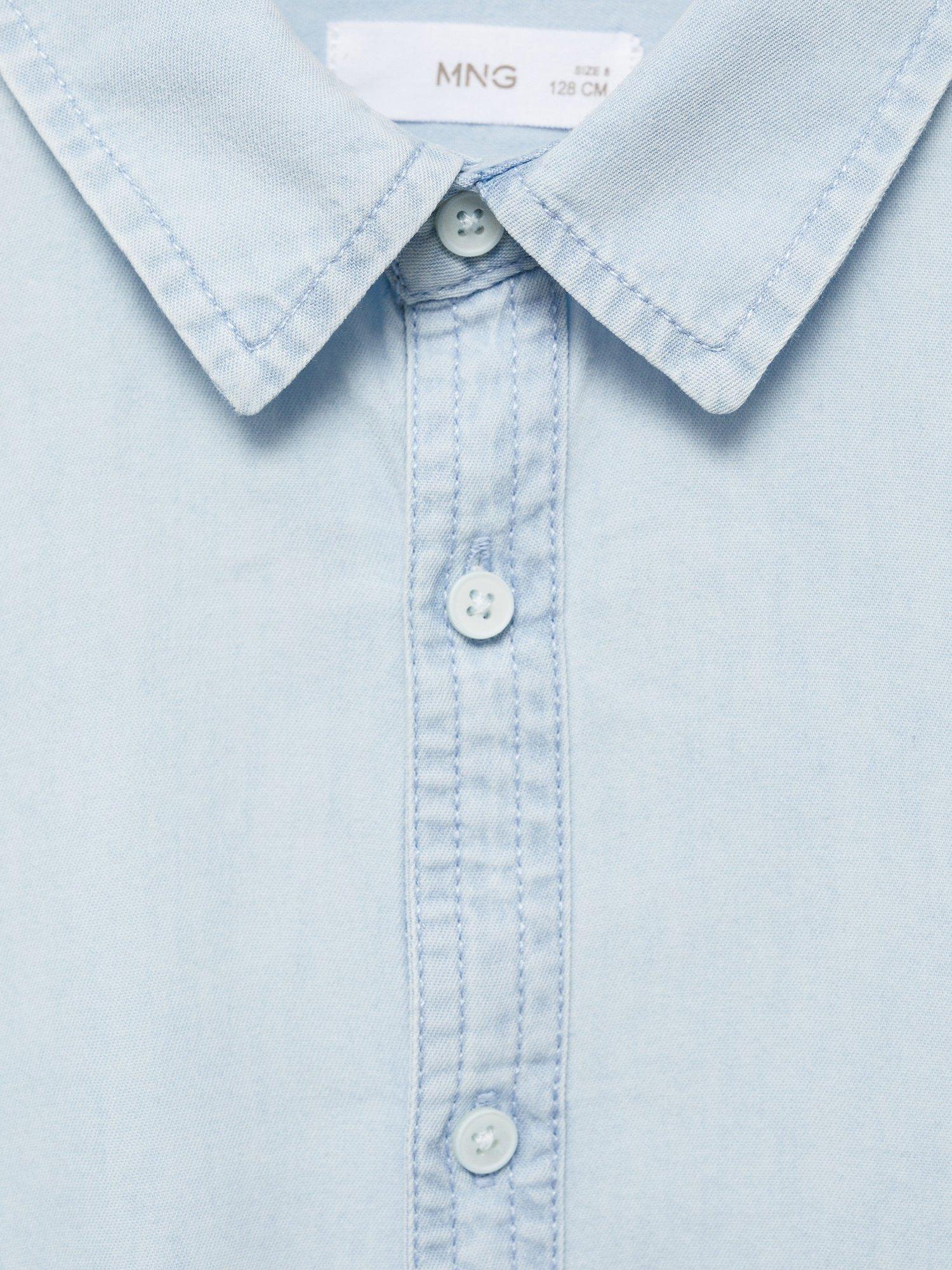 Product image 7 of 7, which shows Mango Kids' Joan Cotton Denim Shirt, Open Blue, 6 years