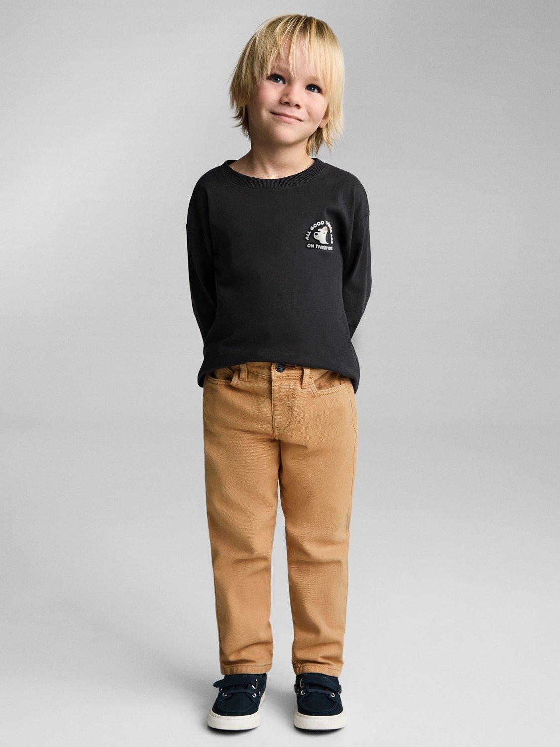 Product image 1 of 6, which shows Mango Kids' Bruno Straight Leg Chinos, Camel, 12-18 months