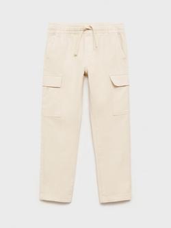 Mango Kids' Klaus Drawstring Combat Trousers, Beige, Beige