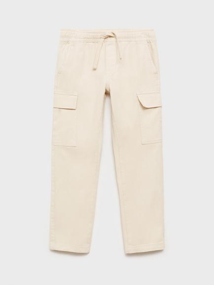 Mango Kids' Klaus Drawstring Combat Trousers, Beige, Beige
