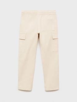 Mango Kids' Klaus Drawstring Combat Trousers, Beige - view 2, Beige