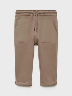 Mango Kids' Paris Drawstring Joggers, Medium Brown, Medium Brown