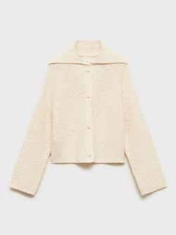 Mango Kids' Gigi Oversized Collar Cotton Blend Cardigan, Pastel Brown, Pastel Brown