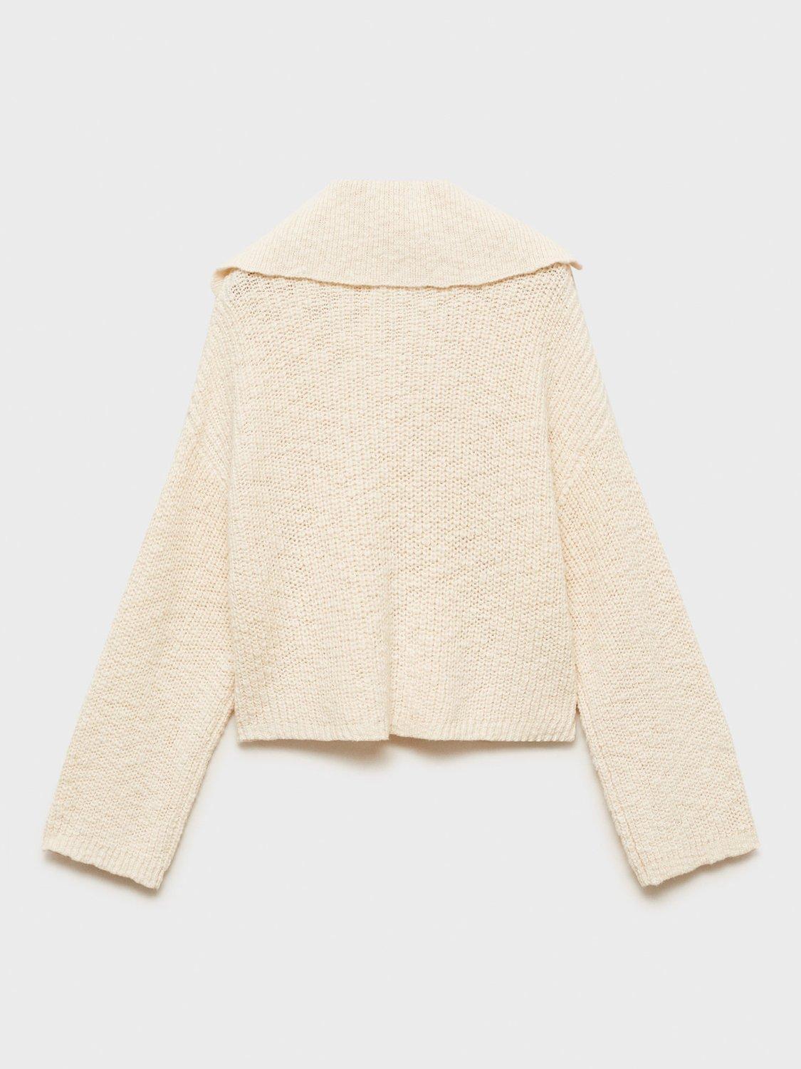 Product image 2 of 4, which shows Mango Kids' Gigi Oversized Collar Cotton Blend Cardigan, Pastel Brown, 11-12 years